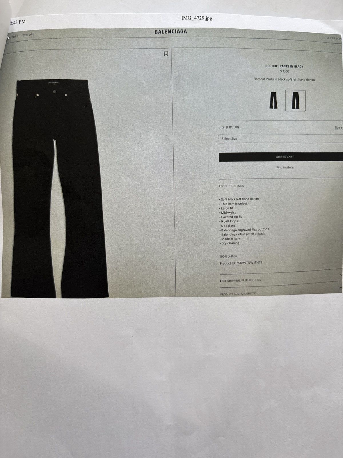 Balenciaga Balenciaga Bootcut Pants Unisex Size US 30 / EU 46 - 7 Thumbnail