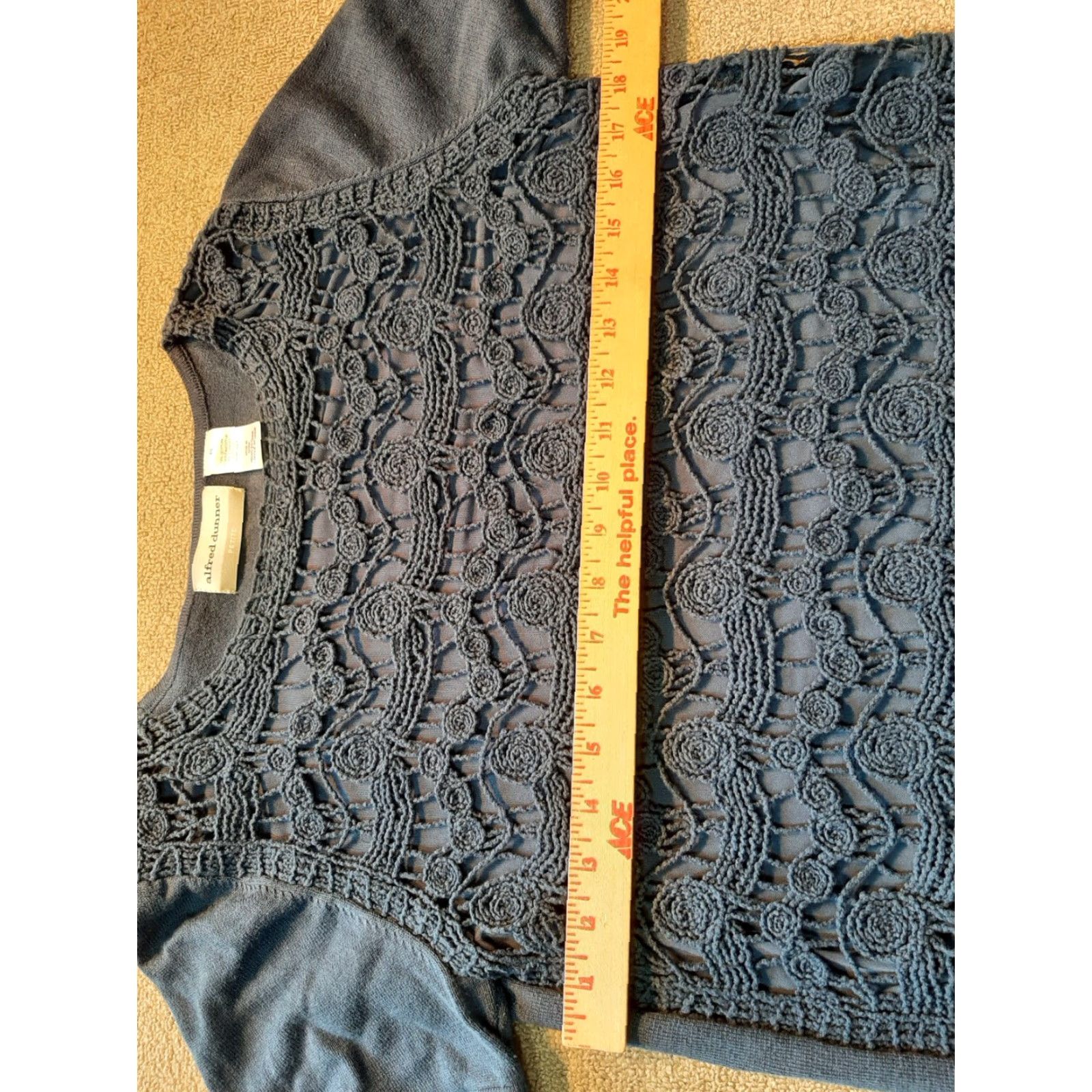 Vintage Alfred Dunner top Womens Petite Large P L Blue Short Sleeve knit Shirt Size L / US 10 / IT 46 - 4 Thumbnail
