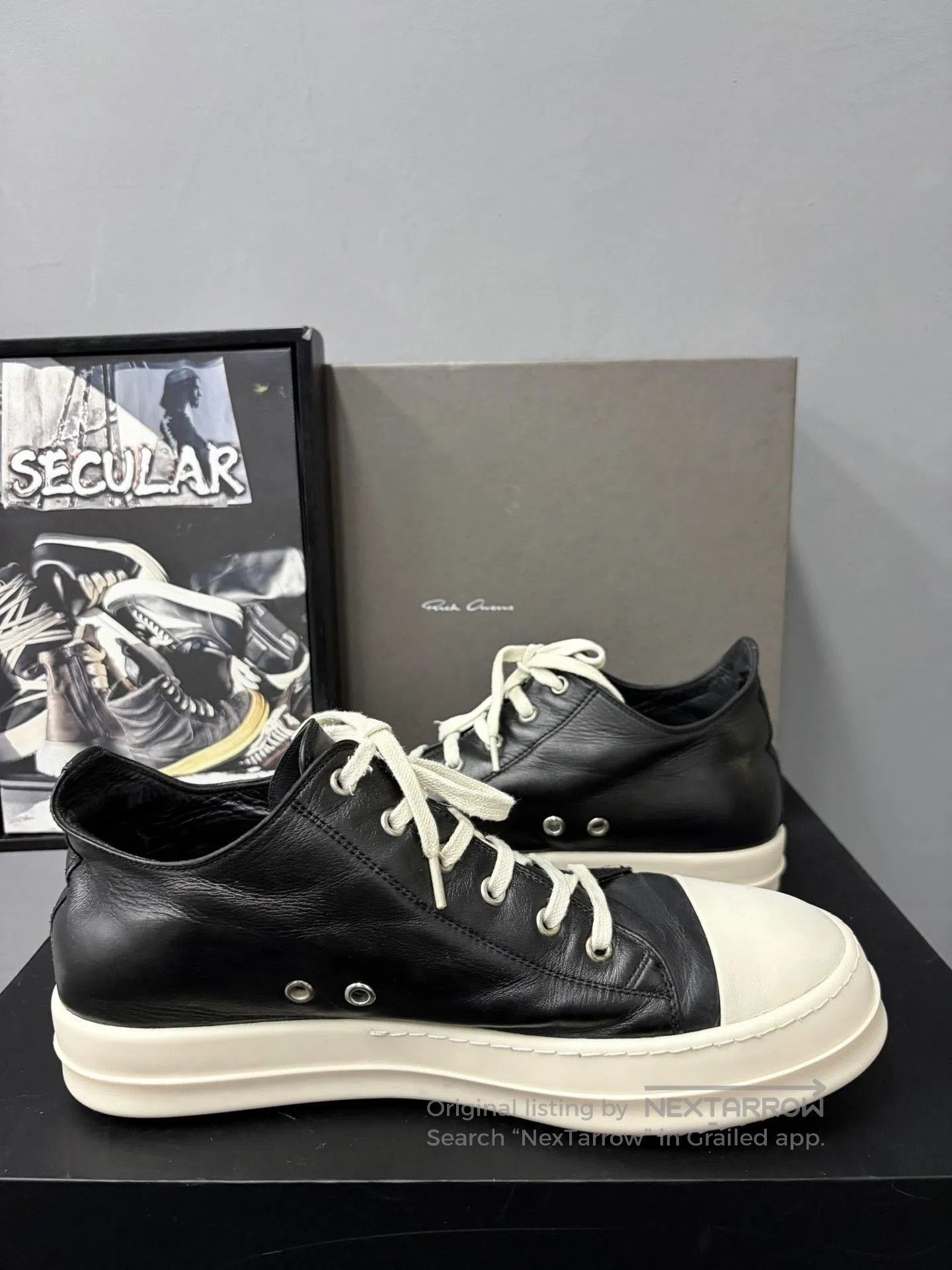 Rick Owens Rick Owens Leather Black White Low. Size US 9 / EU 42 - 6 Thumbnail