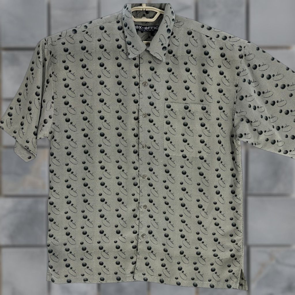 Vintage VINTAGE Box Office Island Shirt Mens M Green Yellow Resort Vacation Short Sleeves Button-Up Collared Geometric 46 in Chest Casual Travel Boys? Size US M / EU 48-50 / 2 - 1 Thumbnail