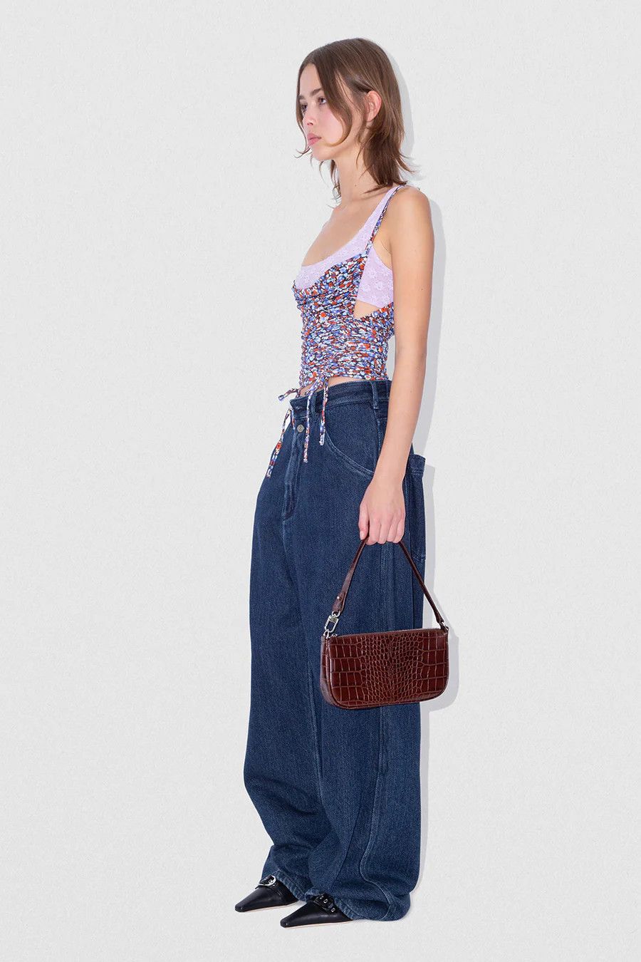 By Far o1mle1224 Size: OS/Croco Embossed Leather Bag Burgandy Size ONE SIZE - 2 Thumbnail
