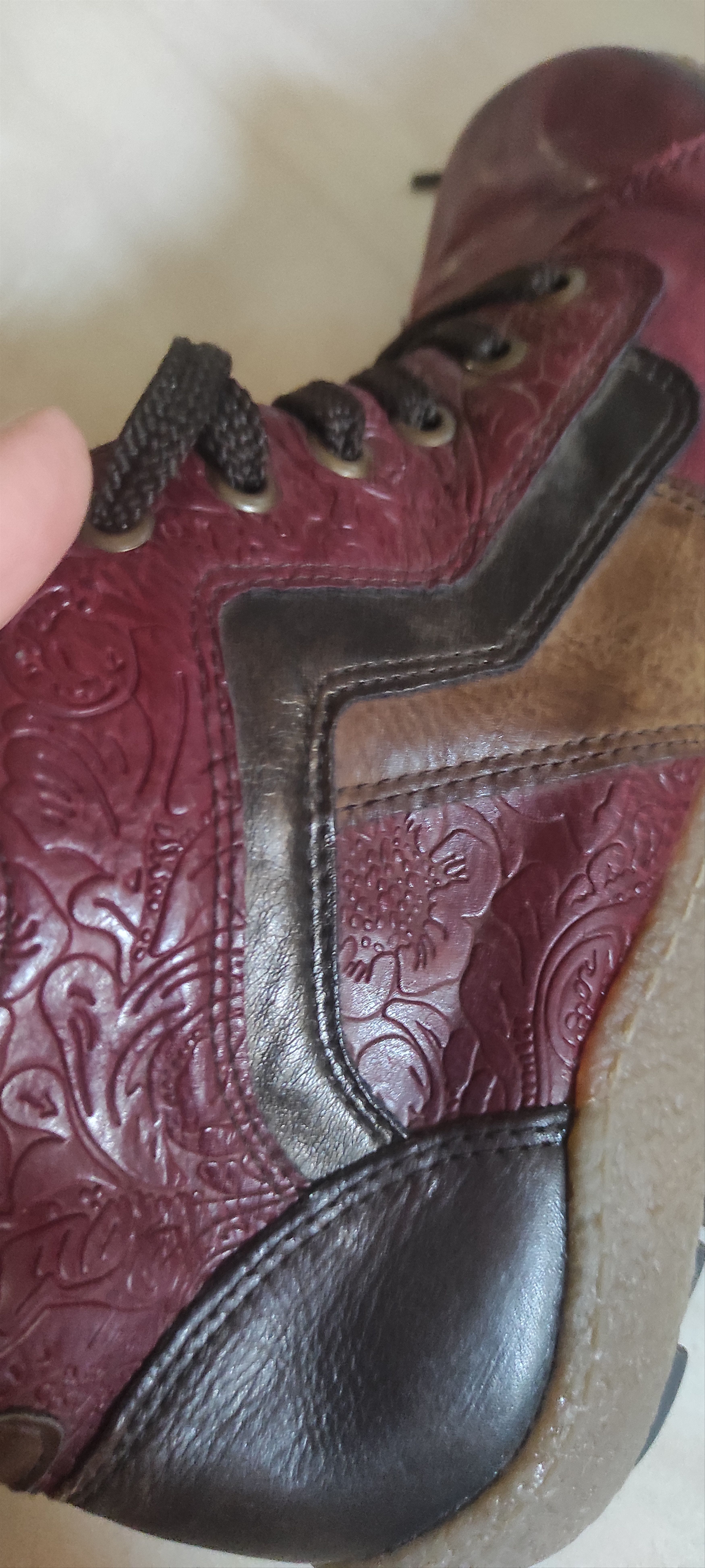 Other Remonte Women Lace-Up Casual Burgundy leather Shoes Size US 7.5 / IT 37.5 - 10 Thumbnail