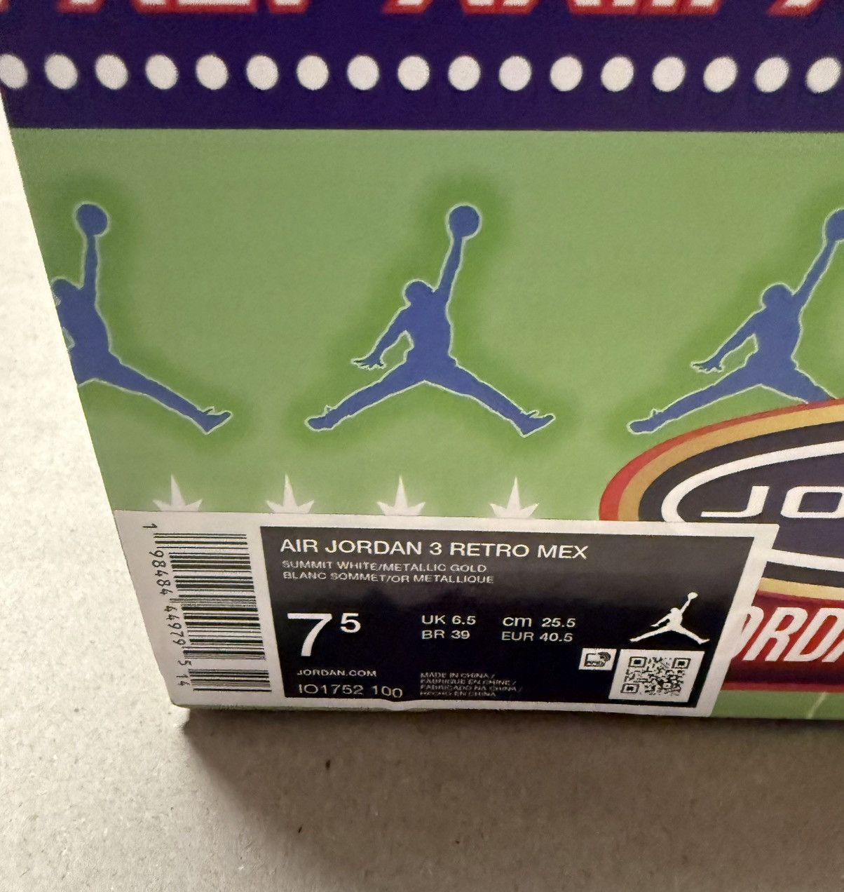 Jordan Brand Nike Air Jordan 3 Retro Mexico El Vuelo men’s size 7.5 NEW! Size US 7.5 / EU 40-41 - 6 Thumbnail