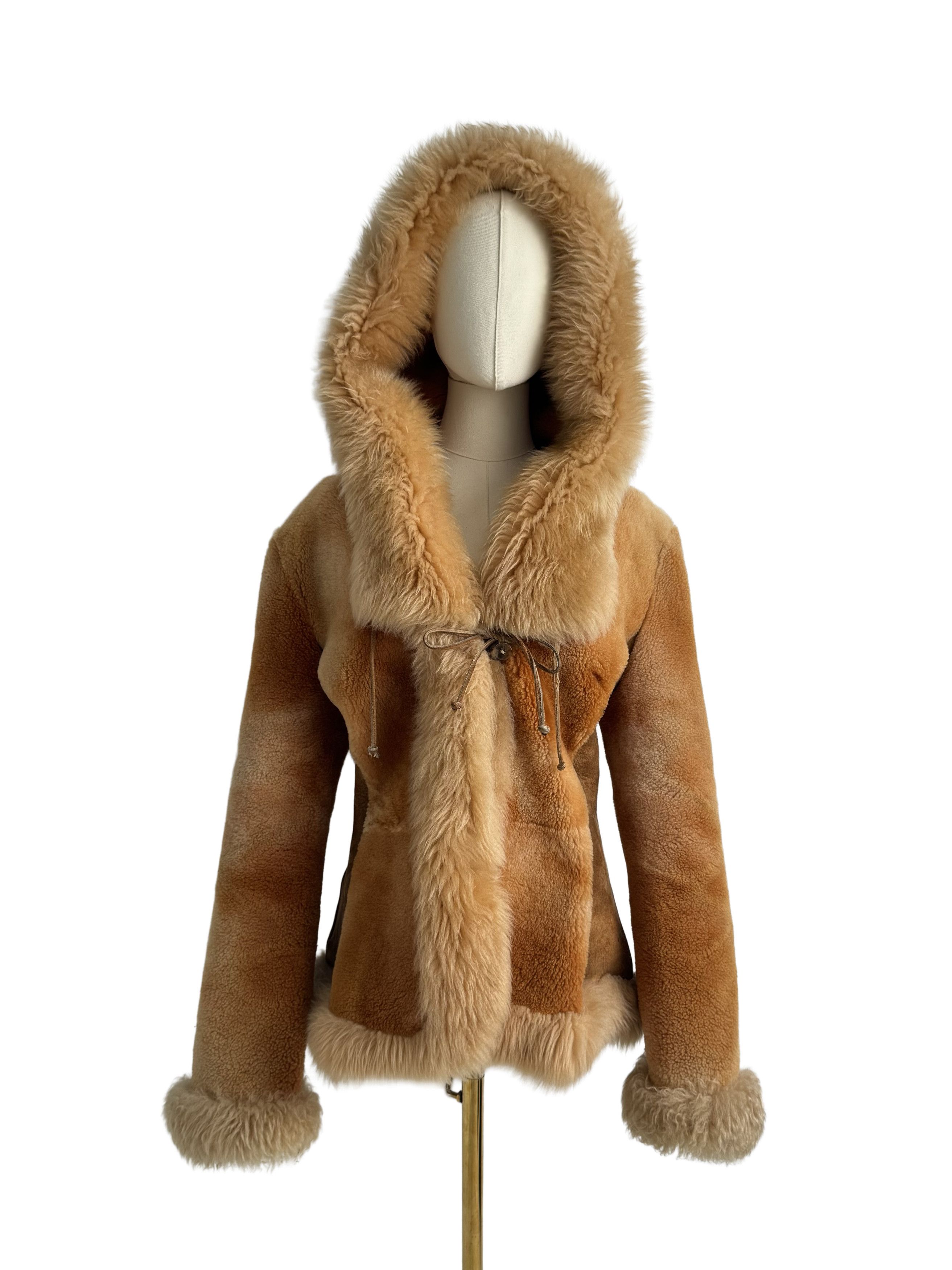 Vintage Vintage Real Sheepskin Hooded Jacket Size L / US 10 / IT 46 - 3 Thumbnail