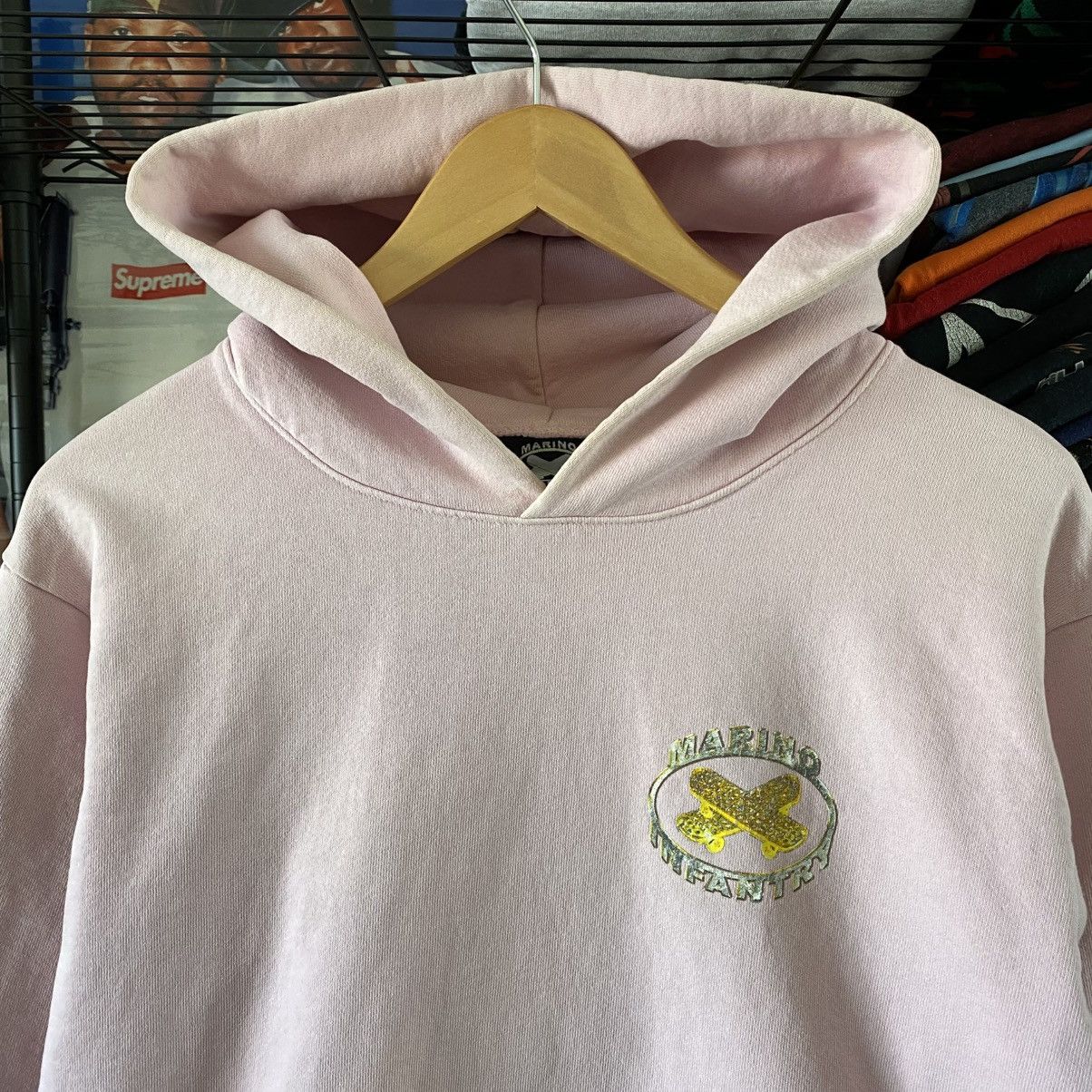 Marino Infantry Marino Infantry Hoodie Sweatshirt Pink Double Sided OG Vlone Size US S / EU 44-46 / 1 - 2 Thumbnail