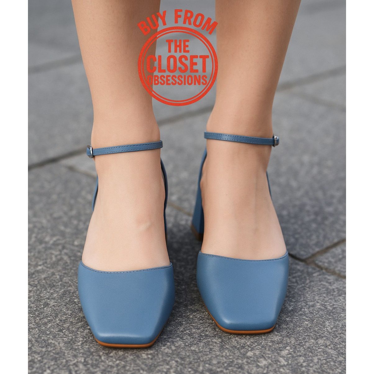 Zara Zara Blue Square Toe Slingback Block Heels NWT Size US 7.5 / IT 37.5 - 5 Thumbnail