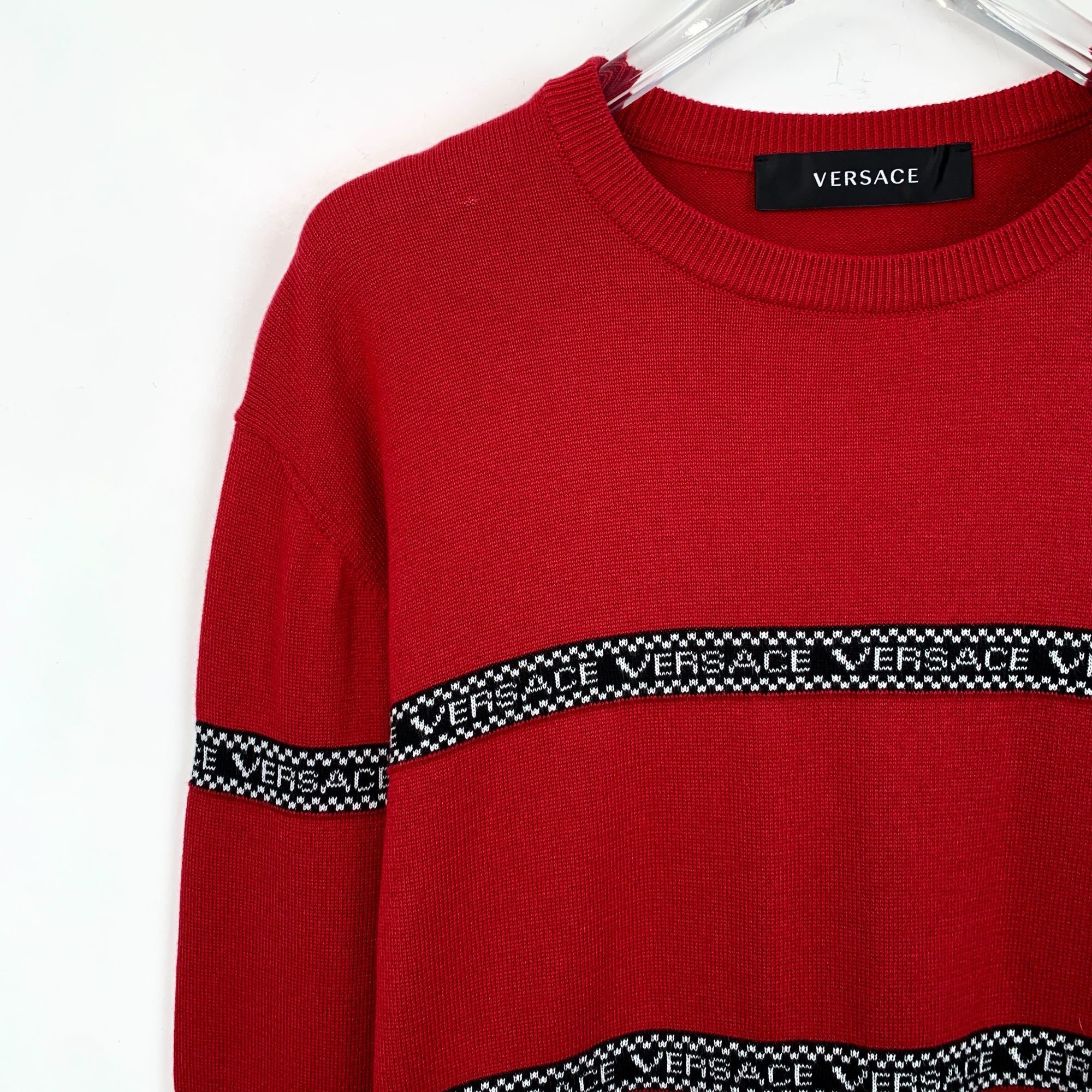 Versace Versace Red Logo Striped Crew Neck Sweater 46 S Long Sleeve Size S / US 4 / IT 40 - 5 Thumbnail