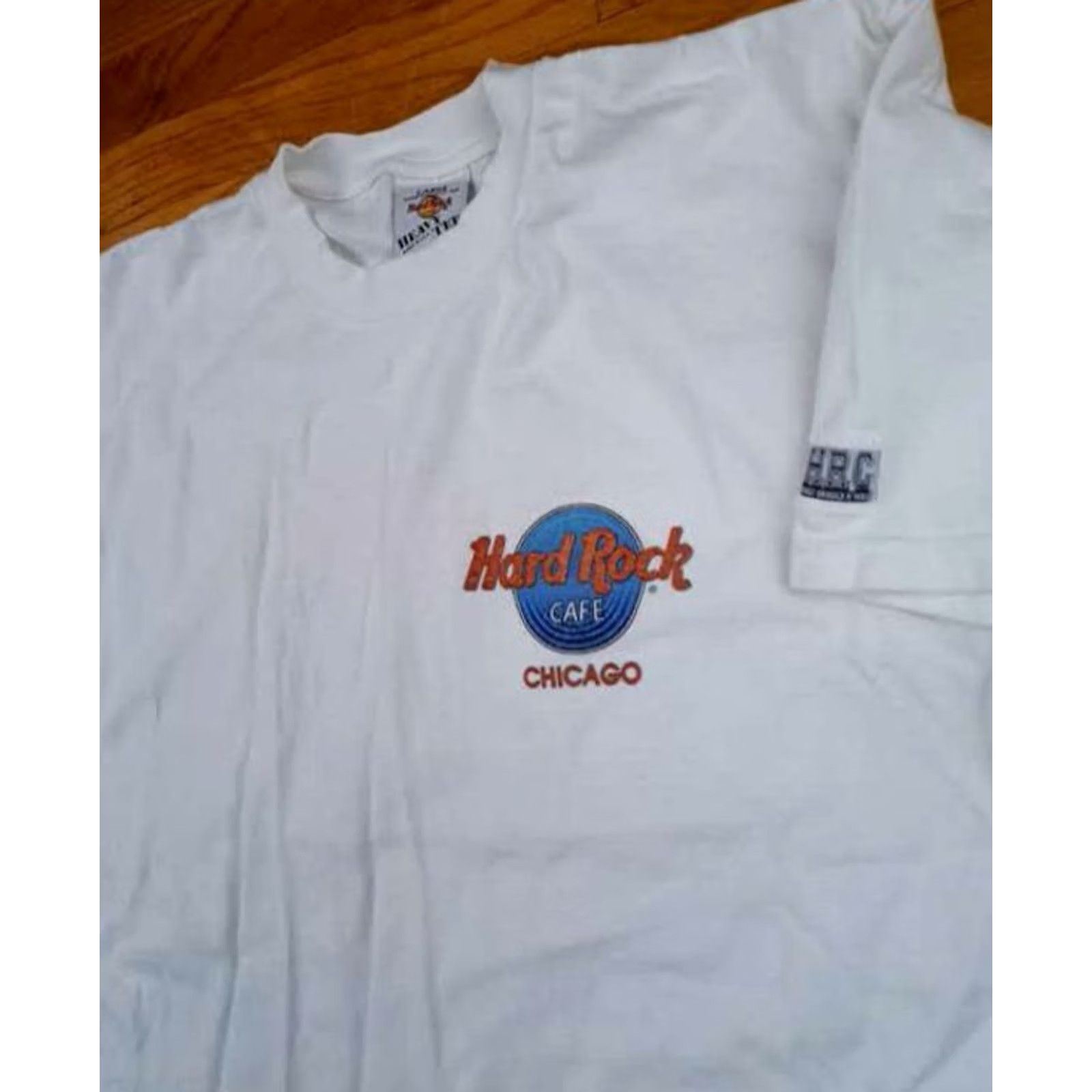 Hard Rock Cafe VINTAGE Hard Rock Chicago Planet Hollywood Printed White Large T-Shirt Mens L White USA Made 90s Chicago Theme Short Sleeve Tee Size US L / EU 52-54 / 3 - 5 Thumbnail