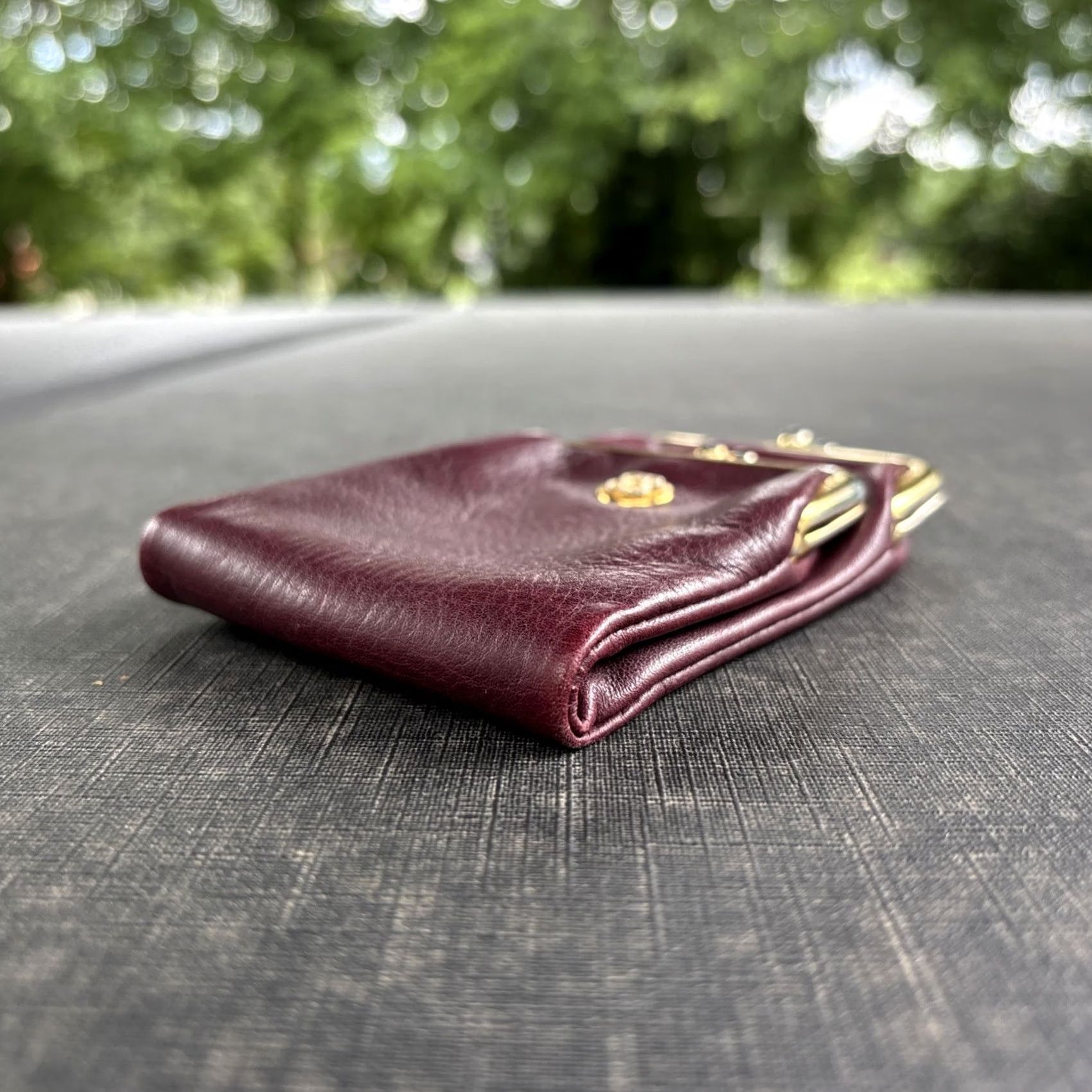 Bosca Bosca Double Kiss Lock Coin Pouch Purse Full Grain Leather USA MADE Burgundy Wallet Women Bag United States Coin Purse Size ONE SIZE - 3 Thumbnail