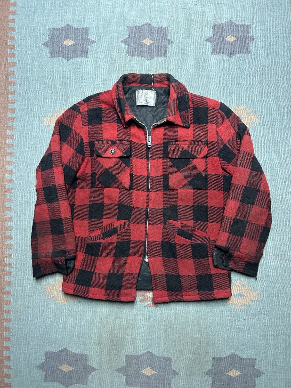 Vintage Vtg wool zip jacket buffalo plaid Weatherguard quilted large Size US L / EU 52-54 / 3 - 1 Thumbnail