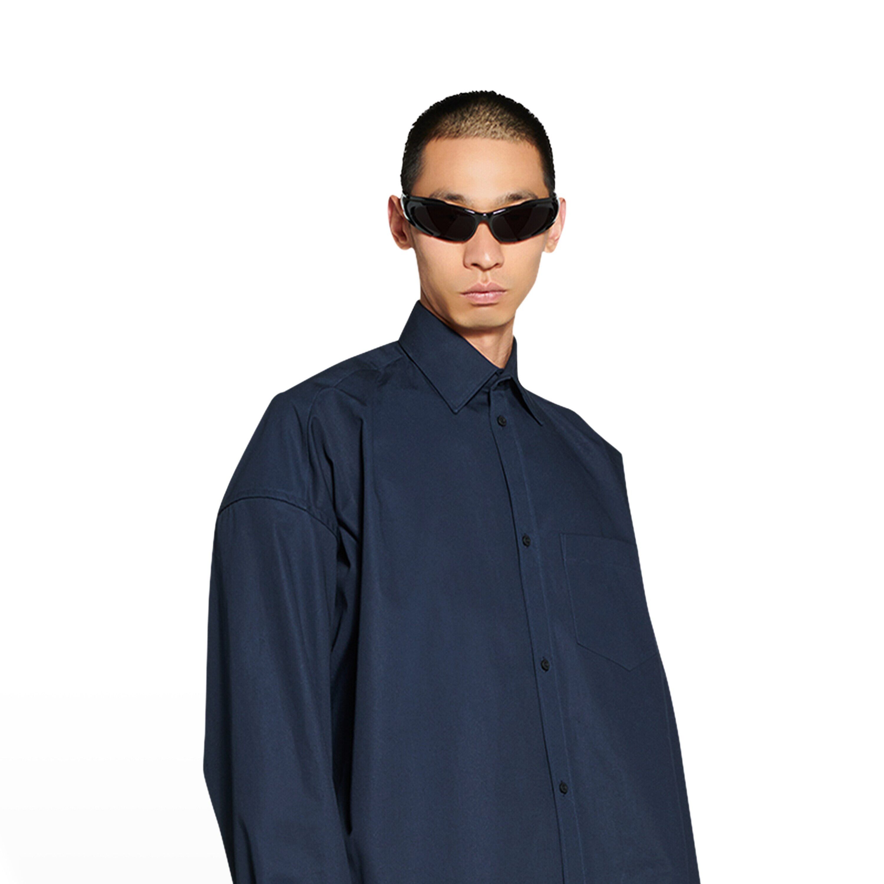 Balenciaga o1in1g1024 Cocoon Shirt in Navy Size US L / EU 52-54 / 3 - 3 Thumbnail