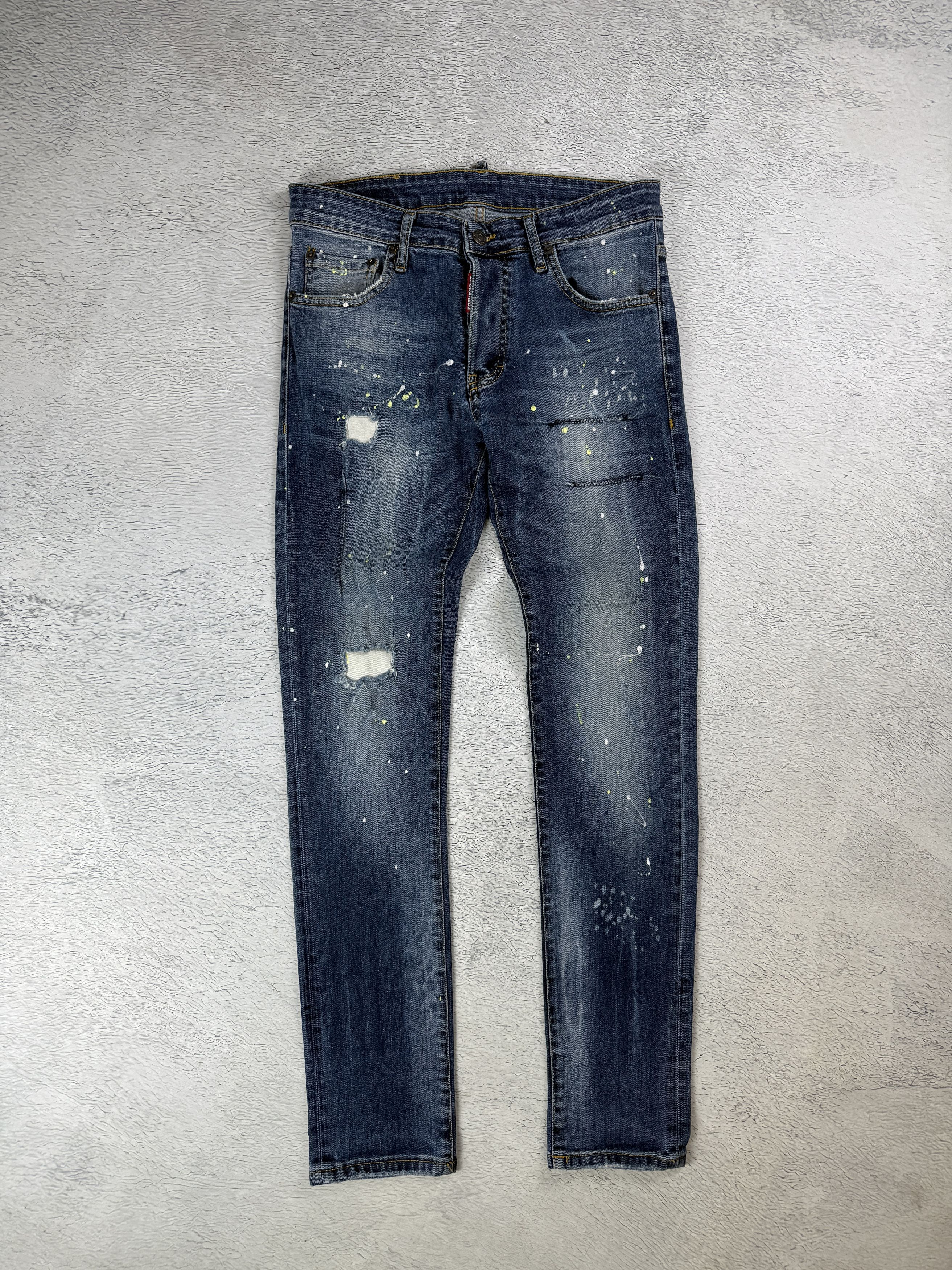 Dsquared2 Dsquared2 Slim Jeans Men's Blue Ripped Distressed Painted Size US 28 / EU 44 - 4 Thumbnail