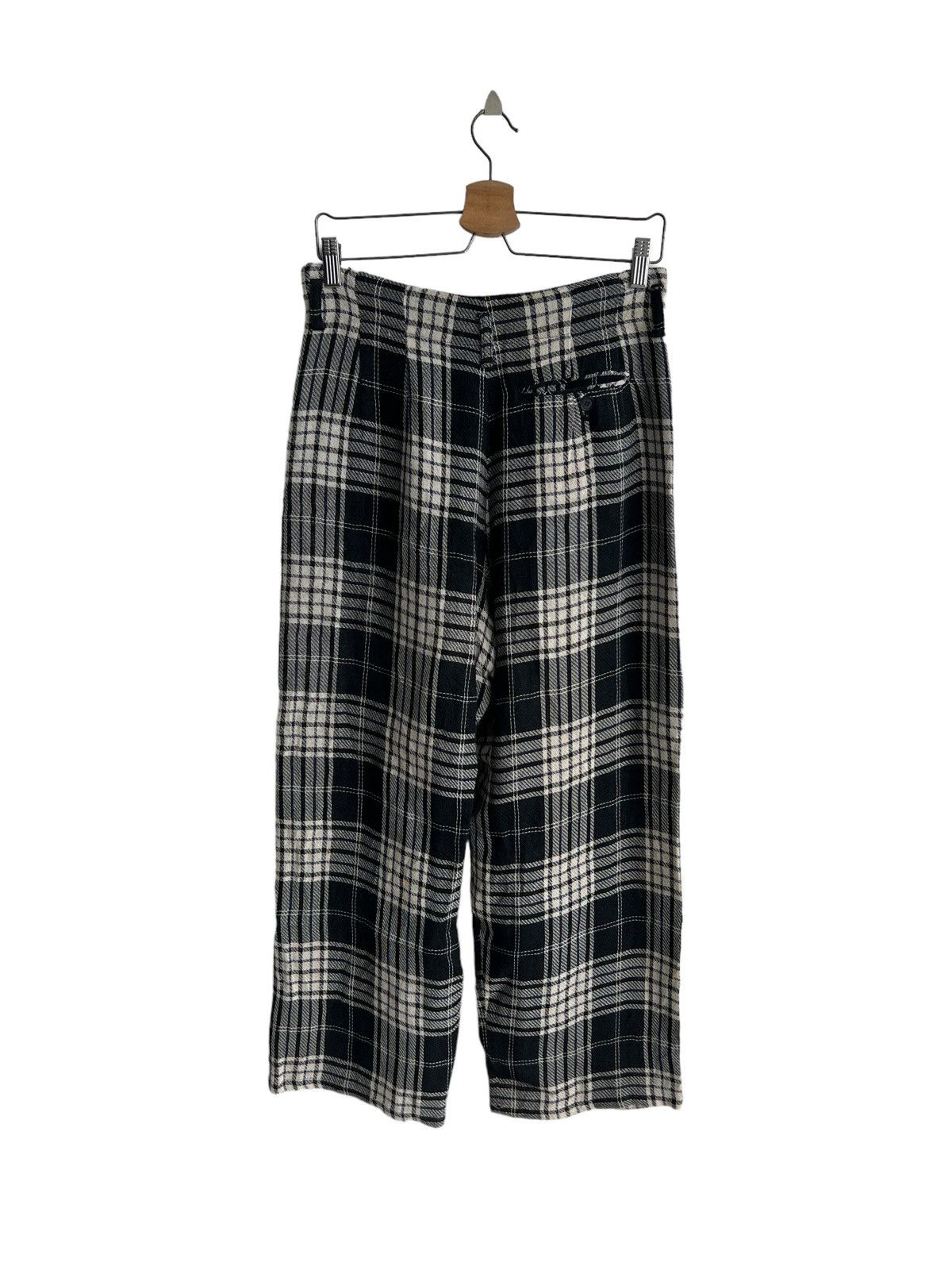 Yohji Yamamoto 1980s Yohji Yamamoto Runway Shadow Plaid Rayon Trouser Pants Size US 30 / EU 46 - 6 Thumbnail