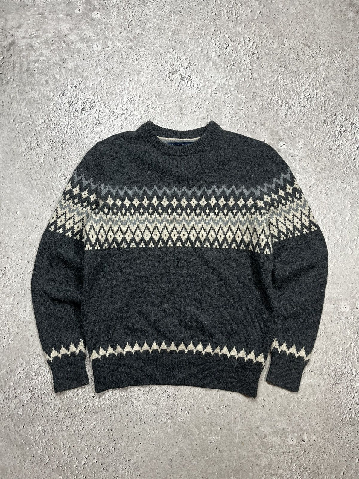 Tommy Hilfiger Tommy Hilfiger Nordic Wool Blend Sweater Grey Fair Isle Size US S / EU 44-46 / 1 - 1 Thumbnail