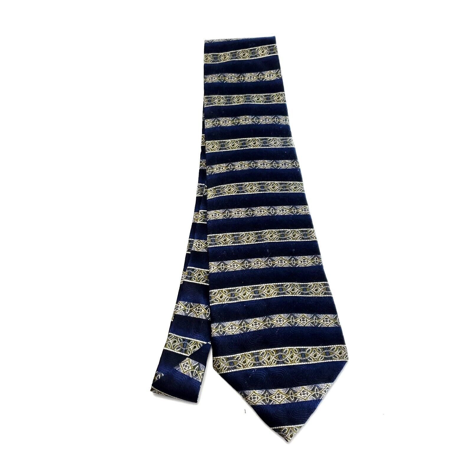 Vintage Honors Beige Black Silk Tie Woven Nordic Size ONE SIZE - 6 Thumbnail