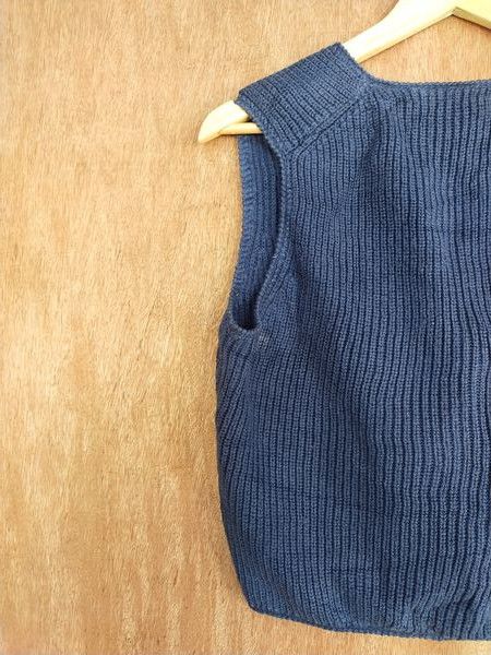 Vintage Way Out dark blue sleeveless vest knitwear cardigan #169DLL Size US S / EU 44-46 / 1 - 5 Thumbnail
