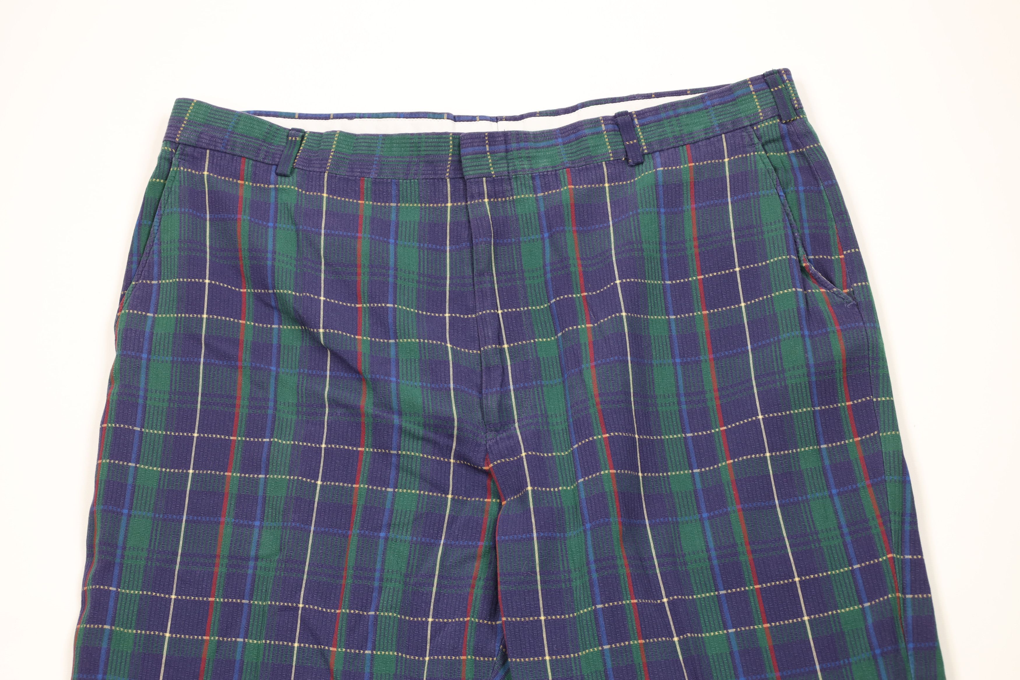 Orvis Vintage 70s Orvis Seersucker Wide Leg Chino Pants Plaid USA Size US 38 / EU 54 - 2 Thumbnail