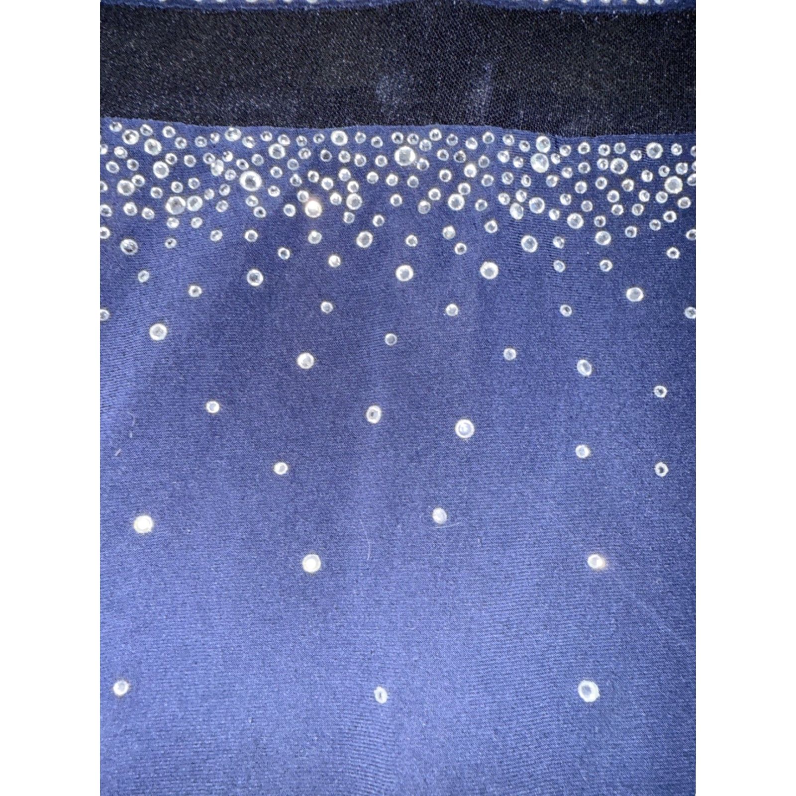 Vintage Jodi Kristopher Formal Dress Navy Blue Rhinestones Long Sleeves Women’s Size 1 Midi A-Line Mock Neck Party/Cocktail Wedding Size XS / US 0-2 / IT 36-38 - 5 Thumbnail