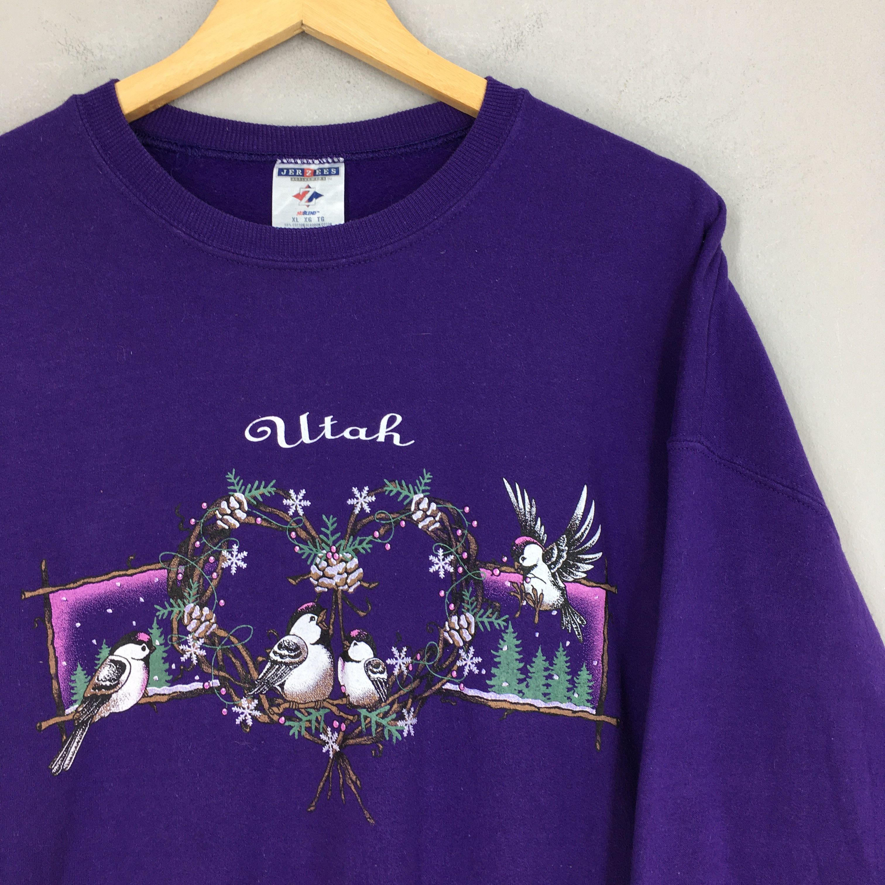 Habitat Vintage 90s Utah Habitat Bird Purple Sweatshirts XLarge Size US XL / EU 56 / 4 - 2 Thumbnail