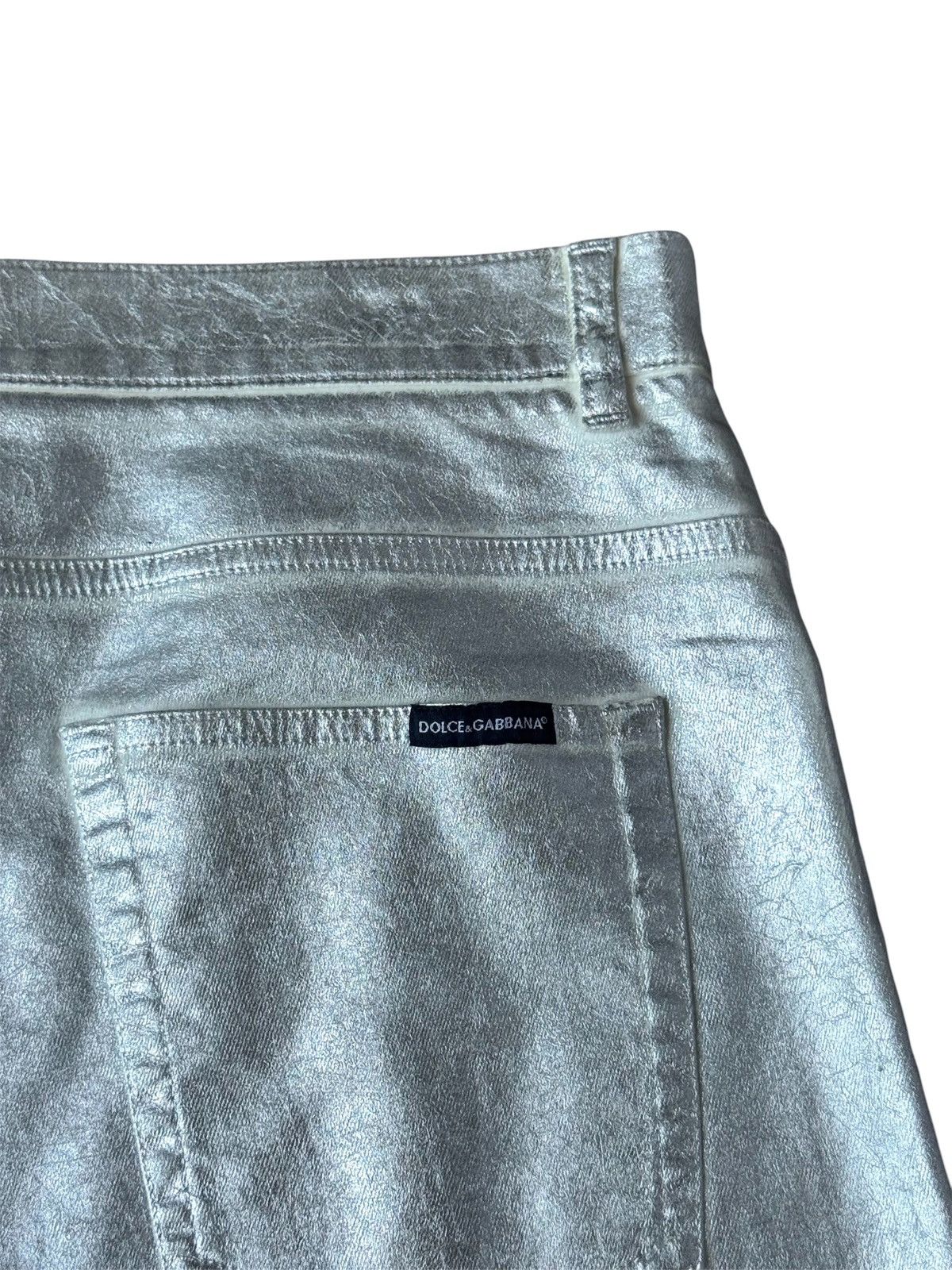 Dolce & Gabbana Dolce & Gabbana Silver Metallic Runway Straight Cut Pants Size US 34 / EU 50 - 5 Thumbnail