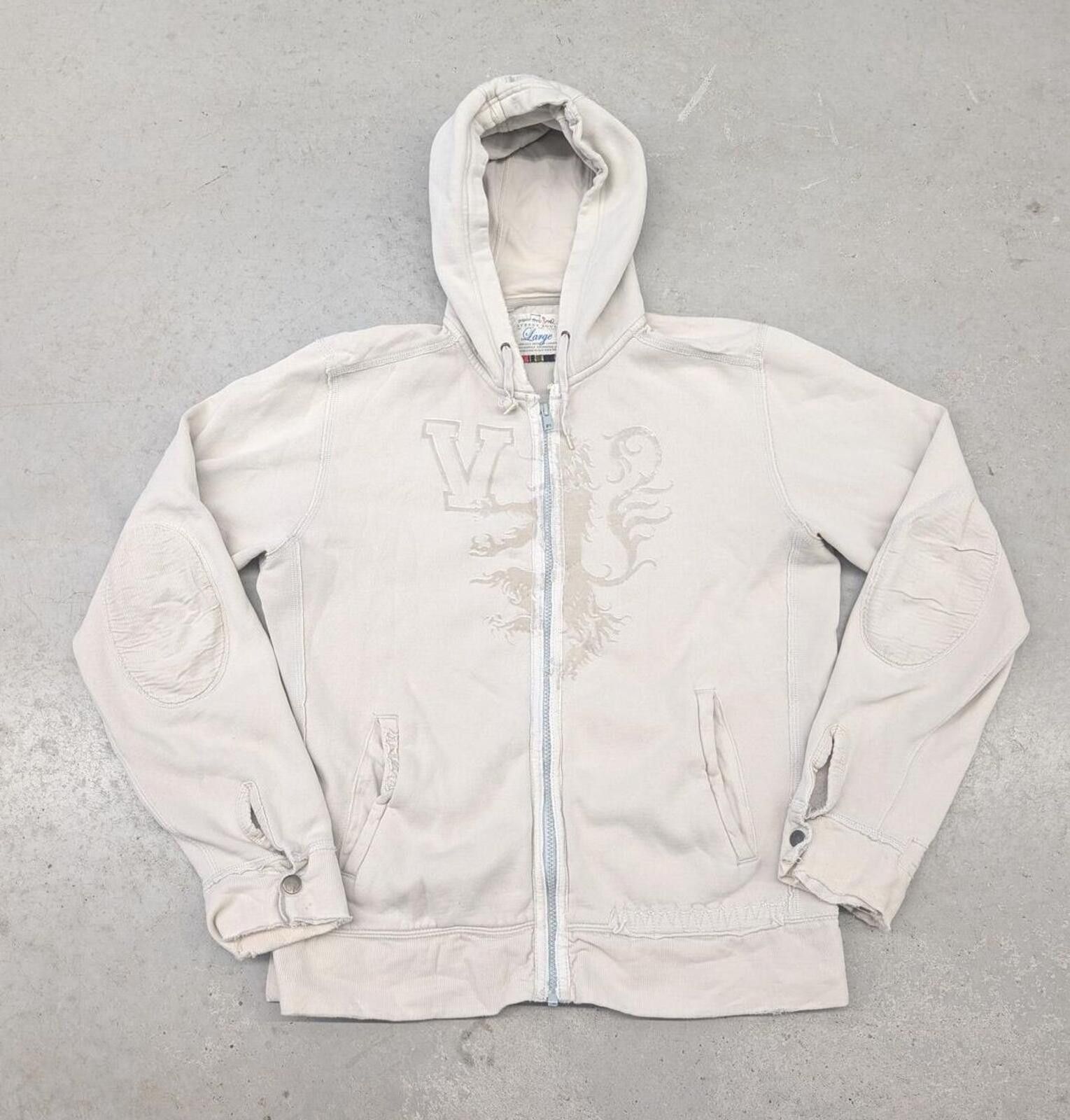 Y2K Triple Five Soul Lion Full Zip Cream Hoodie