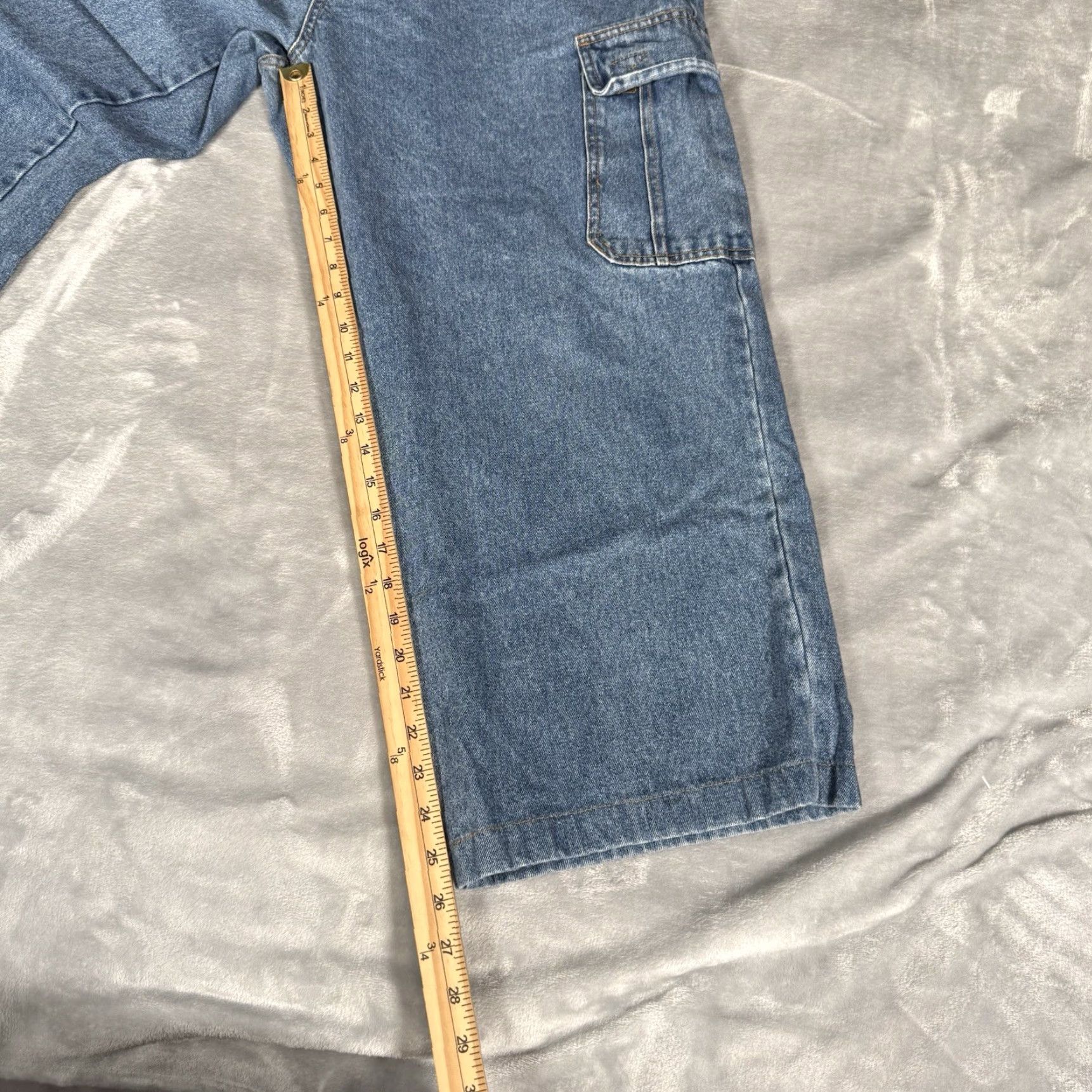 Hang Ten VINTAGE Hang Ten Jeans Cargo Denim Mens 36 26 Inseam Baggy Wide-Leg 90s Grunge Denim Cotton Regular Adult Mens Blue Shirt? Size US 36 / EU 52 - 7 Thumbnail