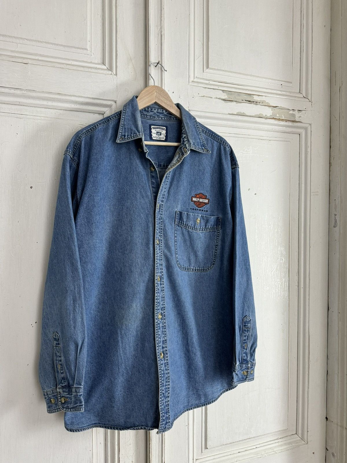 Harley Davidson × Lee × Vintage Lee Harley Davidson Vintage Denim Jeans Shirt Size US L / EU 52-54 / 3 - 3 Thumbnail