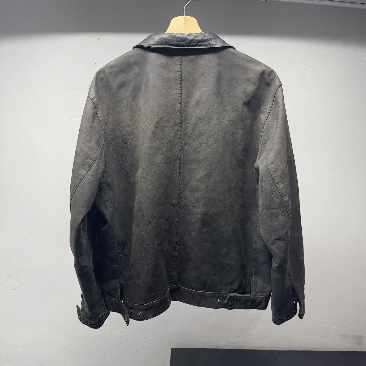 Vintage Vintage Faded Black Leather Blouson Jacket ERD Grunge Chrome Size US L / EU 52-54 / 3 - 3 Thumbnail