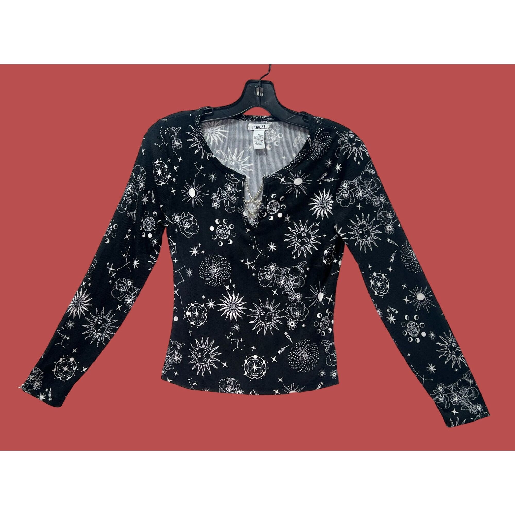 rue21 Rue 21 - Women's Long Sleeve Pullover Blouse - Black - Mediu Size M / US 6-8 / IT 42-44 - 1 Thumbnail