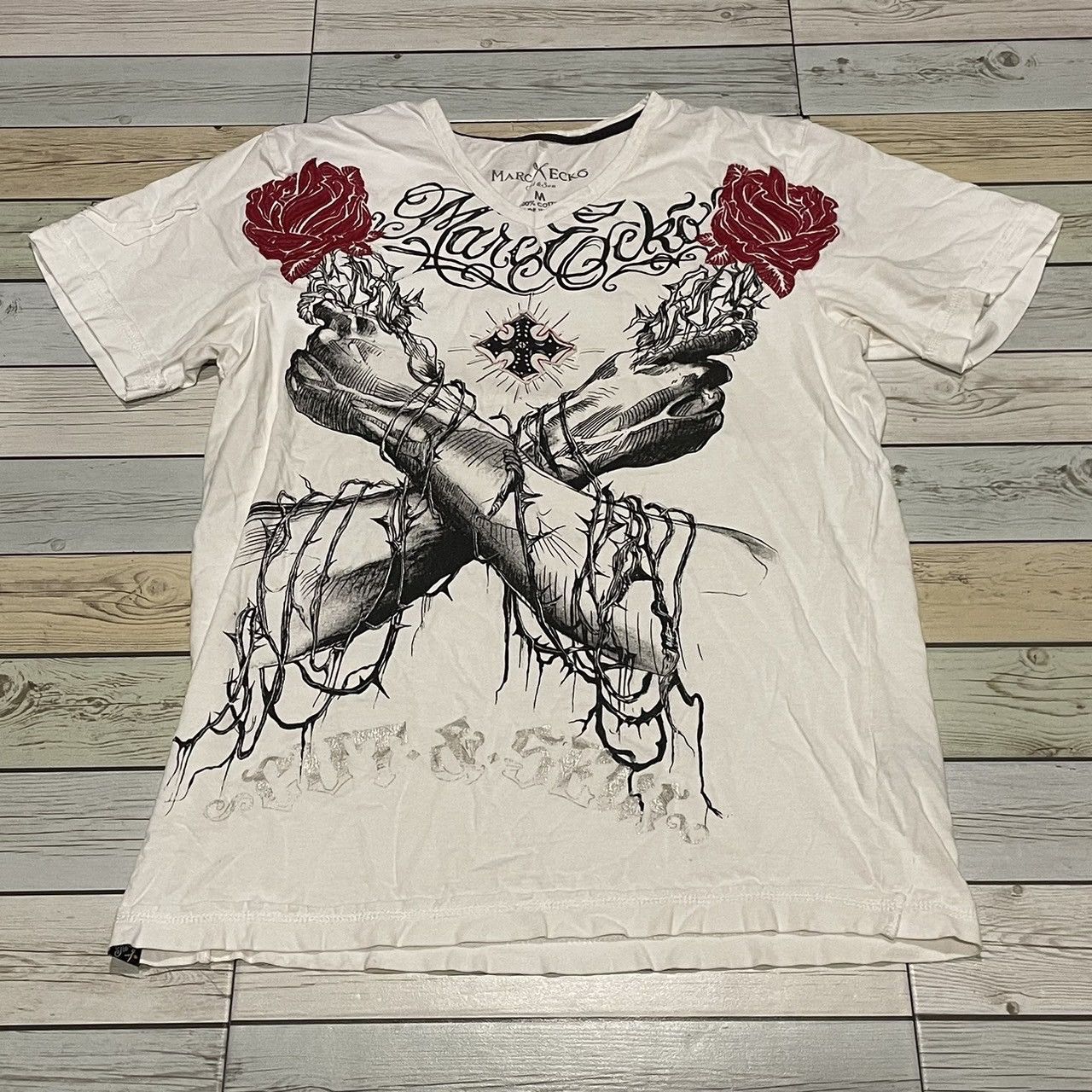 Affliction × Marc Ecko × Tapout Rare Marc Ecko Wings Cross Tee Y2K Affliction Style Size US M / EU 48-50 / 2 - 1 Thumbnail