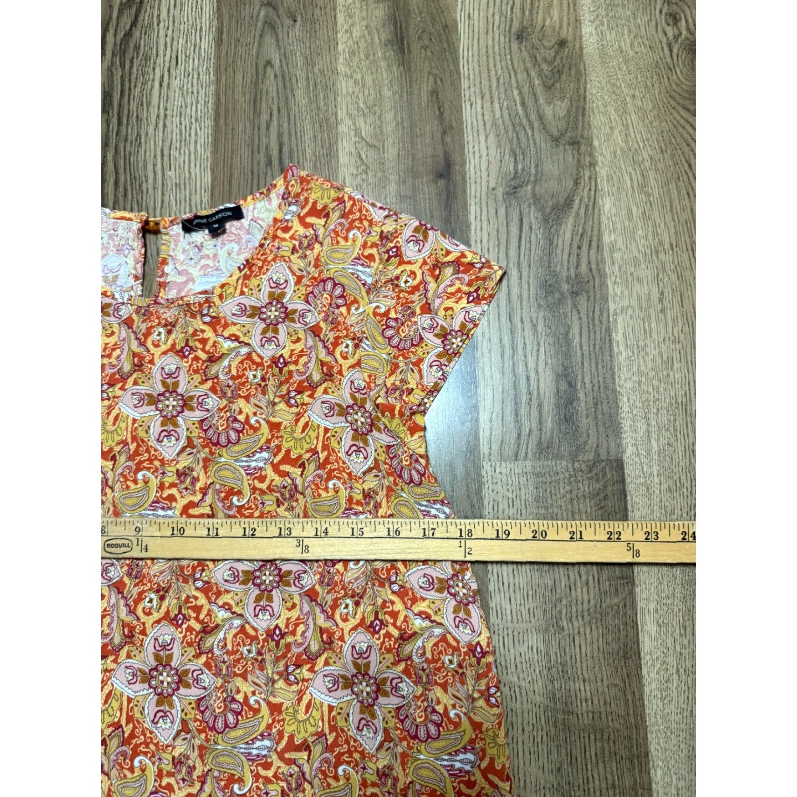 Annex Anne Carson Blouse Women's M Orange Floral Paisley Modern Casual Shirt Womens Size M / US 6-8 / IT 42-44 - 6 Thumbnail