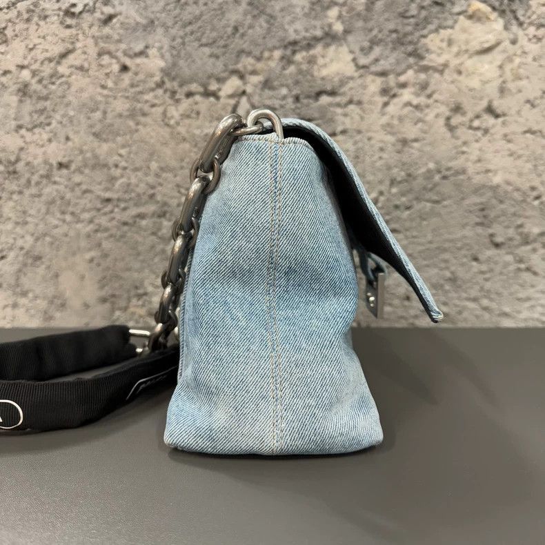Balenciaga Balenciaga Denim Downtown Underarm Bag-2505 Size ONE SIZE - 4 Thumbnail