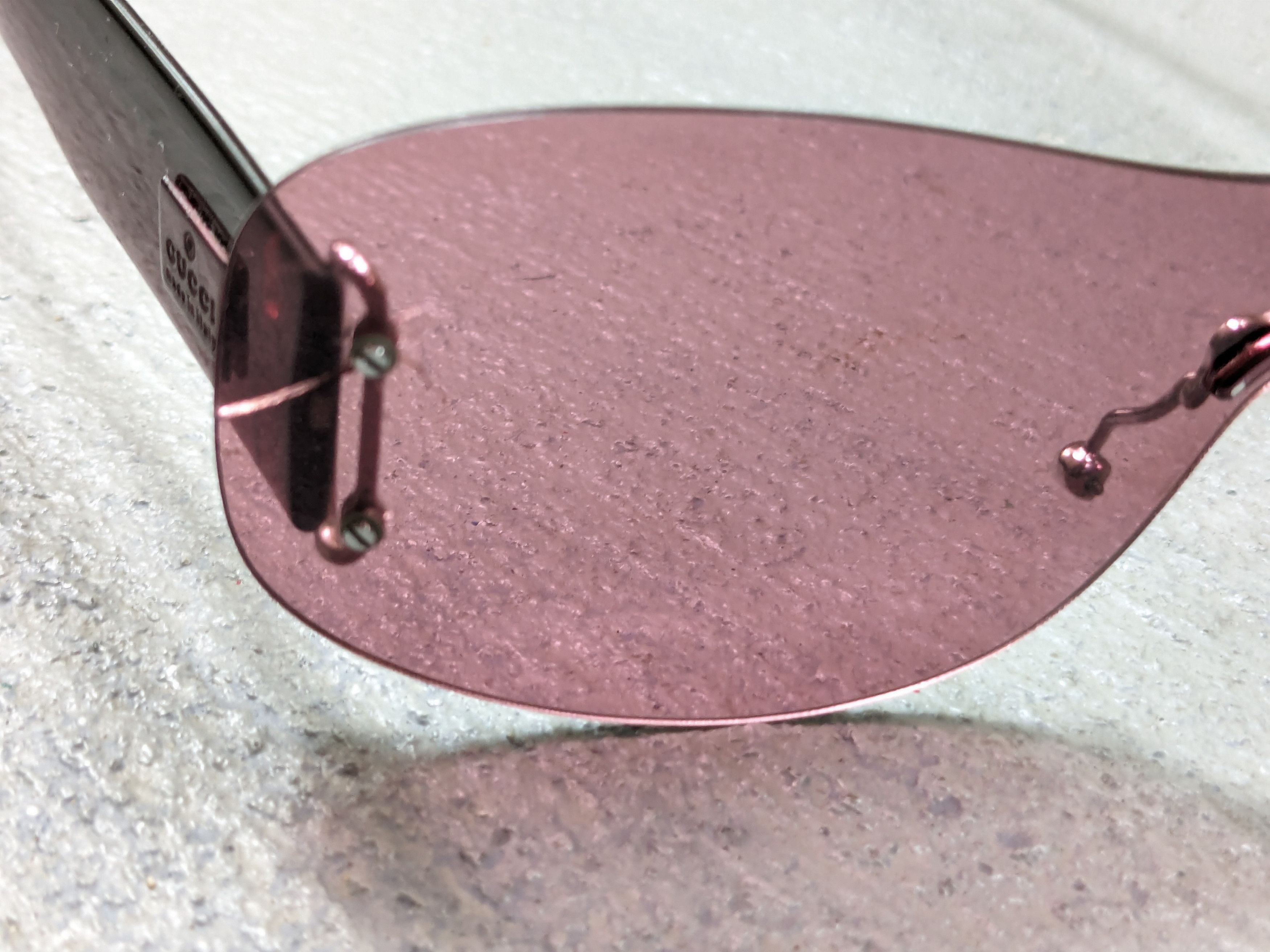 Gucci × Vintage Gucci Sunglasses GG2448/N/S Pink Vintage Y2K Shiled Size ONE SIZE - 5 Thumbnail