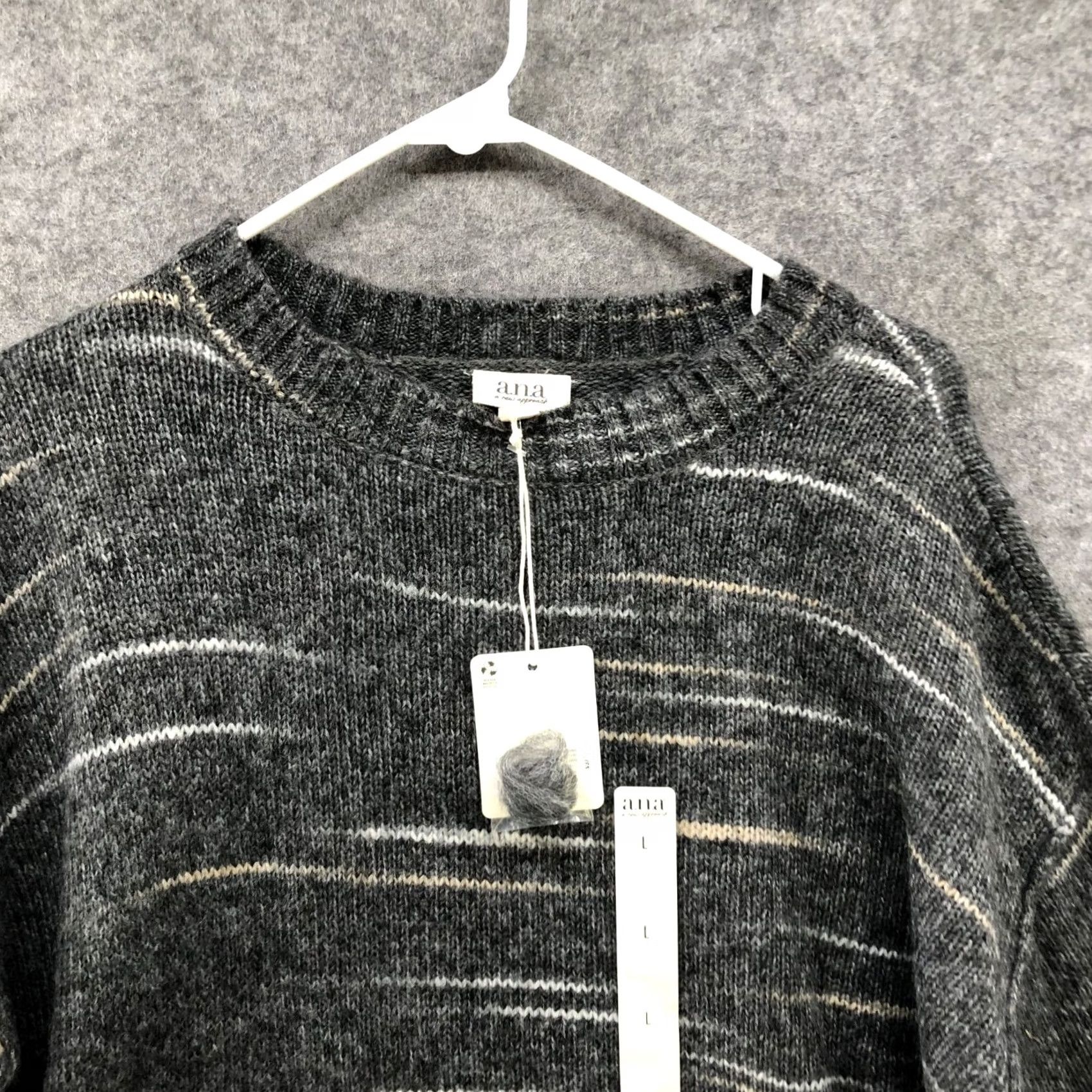 Vintage NWT A.N.A. Sweater Womens Large L Gray Crewneck Pullover Knit Stacatto Size L / US 10 / IT 46 - 3 Thumbnail