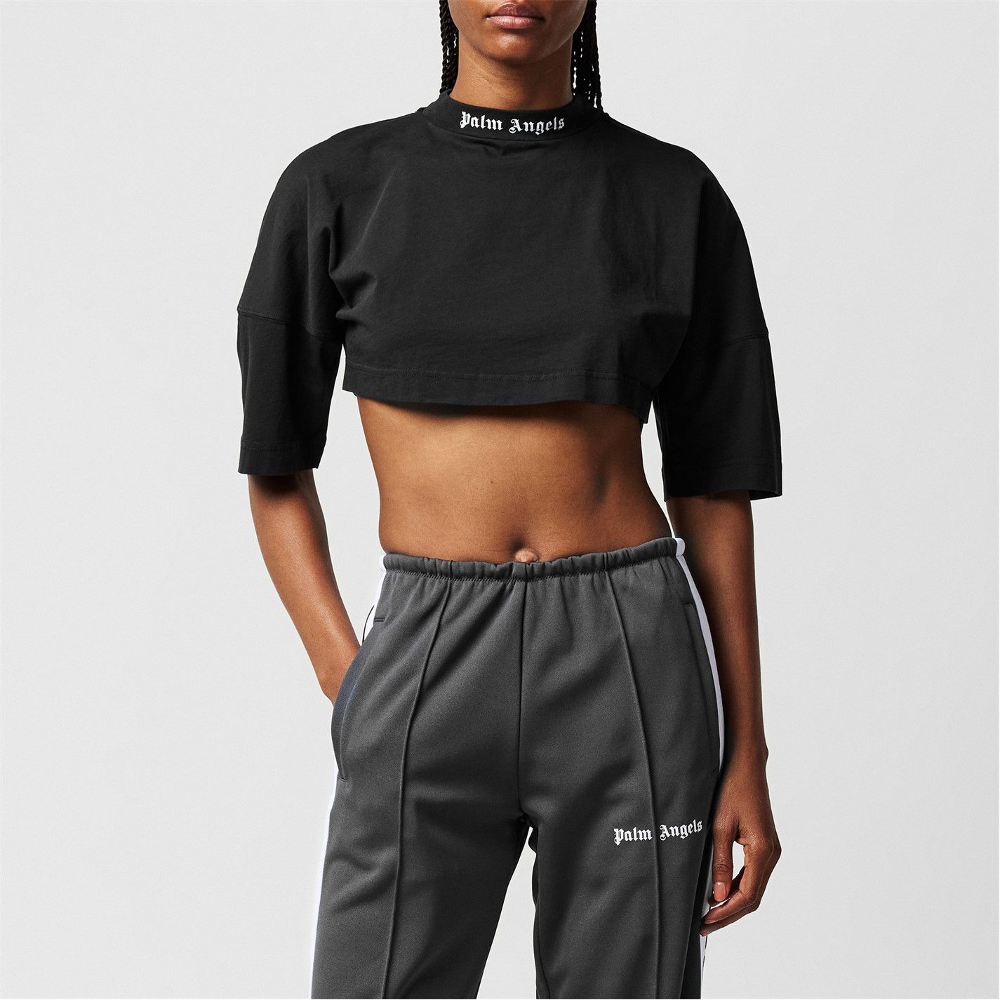Palm Angels o1g2r1mq0325 Logo Crop T-Shirt in Black Size S / US 4 / IT 40 - 3 Thumbnail