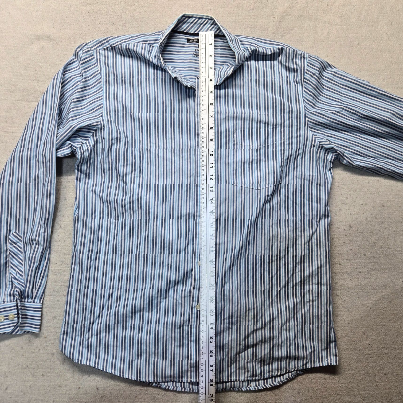 Van Heusen Van Heusen Shirt Blue Striped Slim Fit Long Sleeve Button Up Adult Men L Size US L / EU 52-54 / 3 - 6 Thumbnail