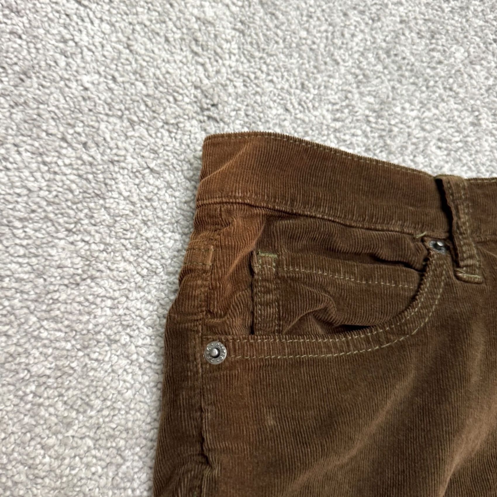 Free People Free People Brown Corduroy Button Fly Straight Pants Women 31 Frayed Hem Casual Size 24" / US 00 / IT 34 - 4 Thumbnail