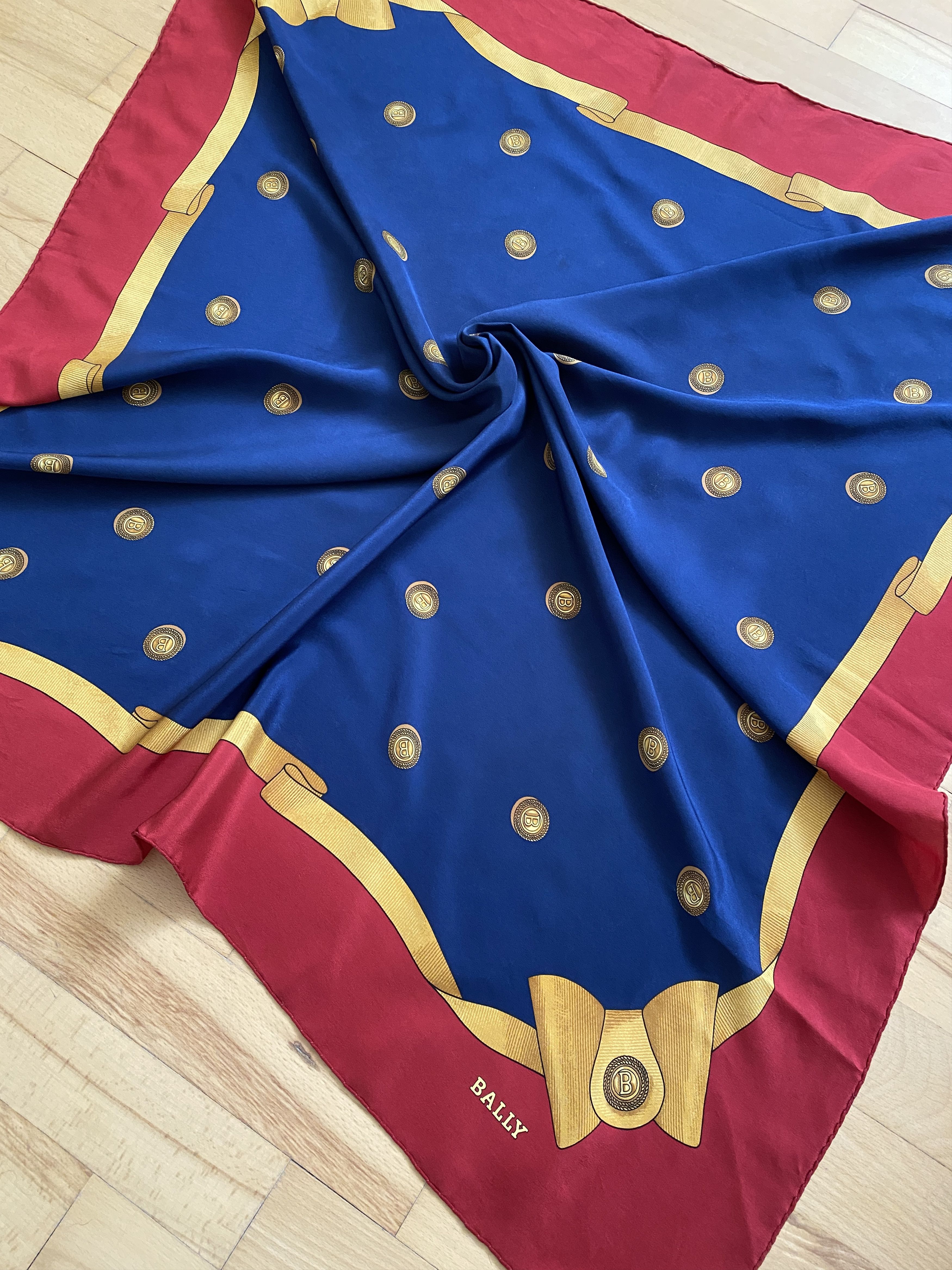 Bally × Vintage Vintage Bally Coin Monogram Silk Scarf Size ONE SIZE - 4 Thumbnail