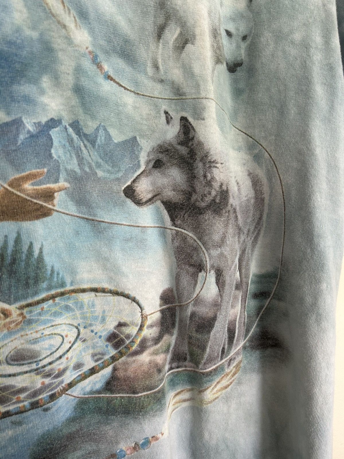 The Mountain 2001 Vintage The Mountain Indian Woman & Wolves Art T-shirt Size US L / EU 52-54 / 3 - 5 Thumbnail