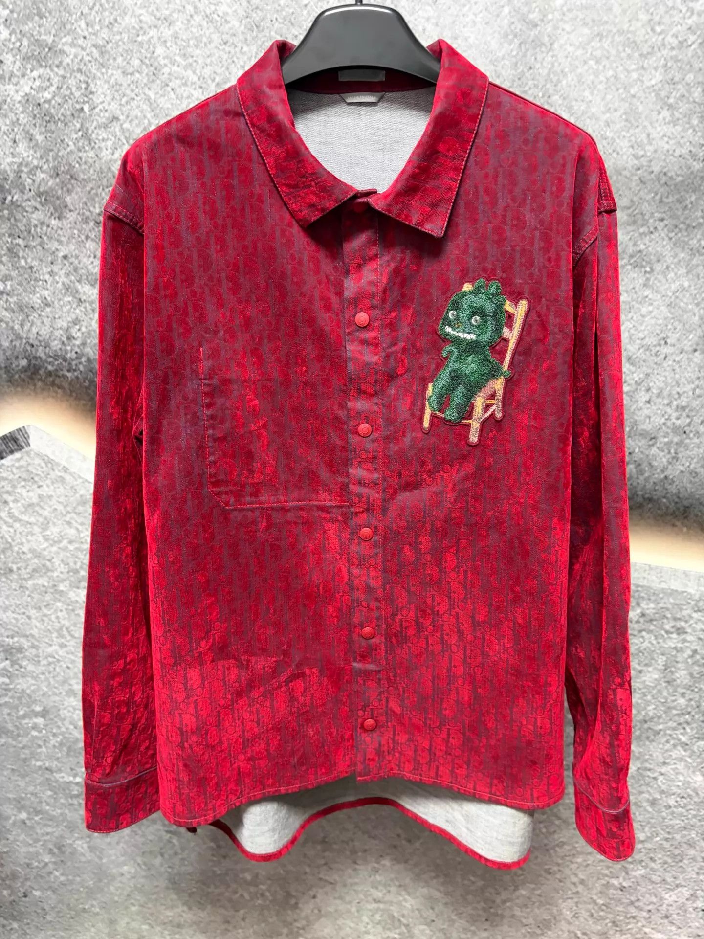 Dior Dior Red Embroidered Flocked Allover Shirt 54 Size US L / EU 52-54 / 3 - 1 Thumbnail