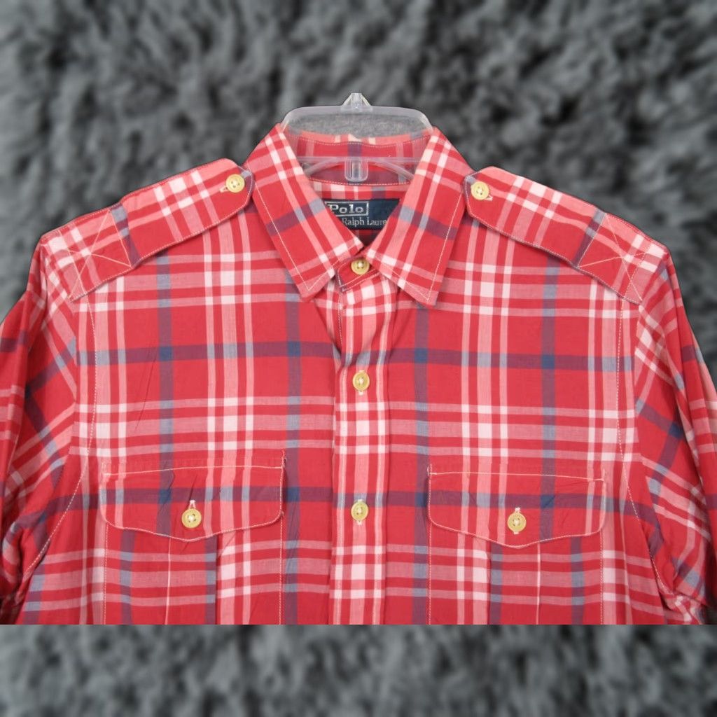 Polo Ralph Lauren VINTAGE Polo Ralph Lauren Shirt Small Red Plaid Western Shoulder Straps Size US S / EU 44-46 / 1 - 1 Thumbnail