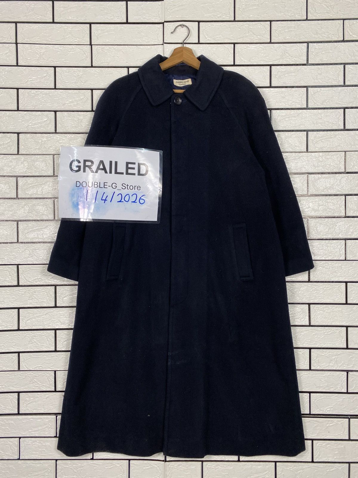 Isamu Katayama Backlash 📌Vintage Wool Overcoat Isamu Ishii Company Herringbone Size US M / EU 48-50 / 2 - 1 Thumbnail
