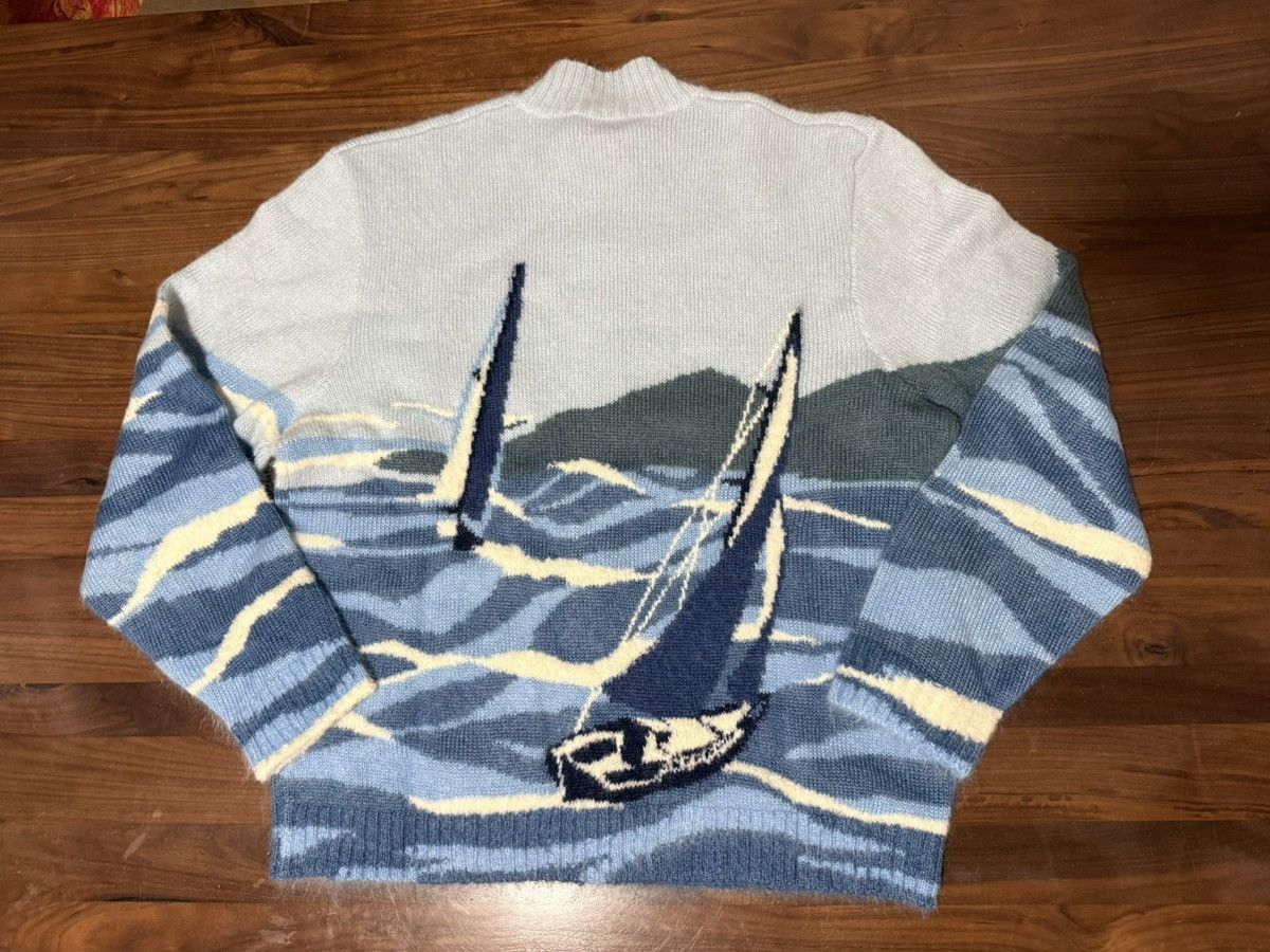 Aime Leon Dore Aime Leon Dore Blue Seascape Intarsia Mohair-Blend Cardigan Size US XL / EU 56 / 4 - 11 Thumbnail