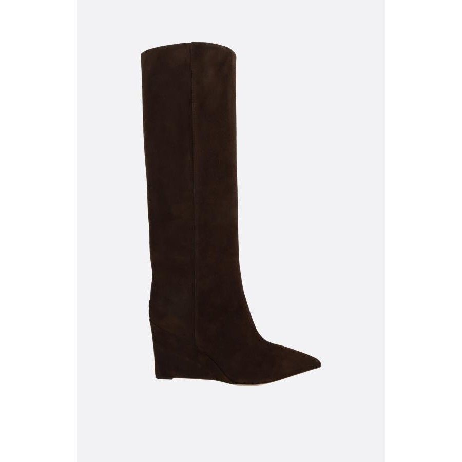 Jimmy Choo Chocolate Brown 85mm Suede Blake Wedge Boots New, Women's (Size 6)