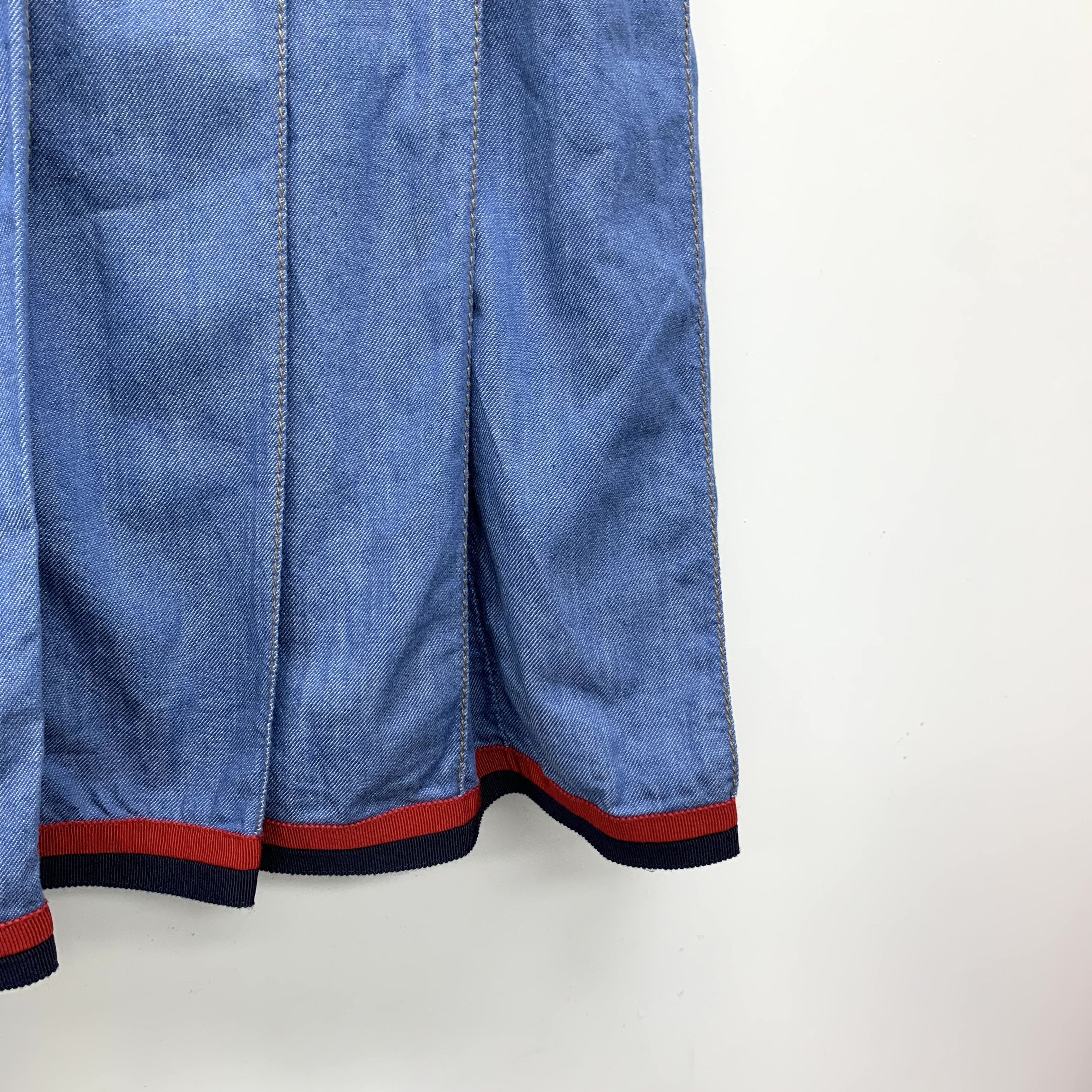 Moncler Moncler Dark Blue Striped Pleated Mini Skirt (Size L) Size 30" / US 8 / IT 44 - 4 Thumbnail