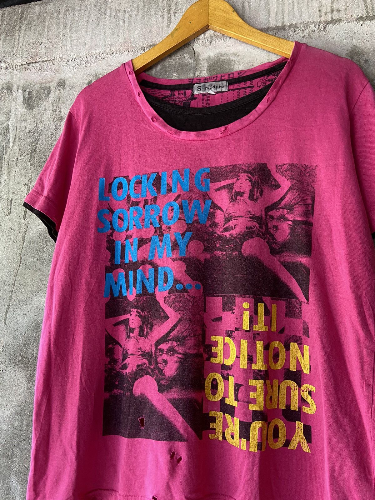 Beauty Beast × Hysteric Glamour × Japanese Brand LOCKING SORROW IN MY MIND DISTRESSED DOUBLE LAYER TEE Size US M / EU 48-50 / 2 - 3 Thumbnail
