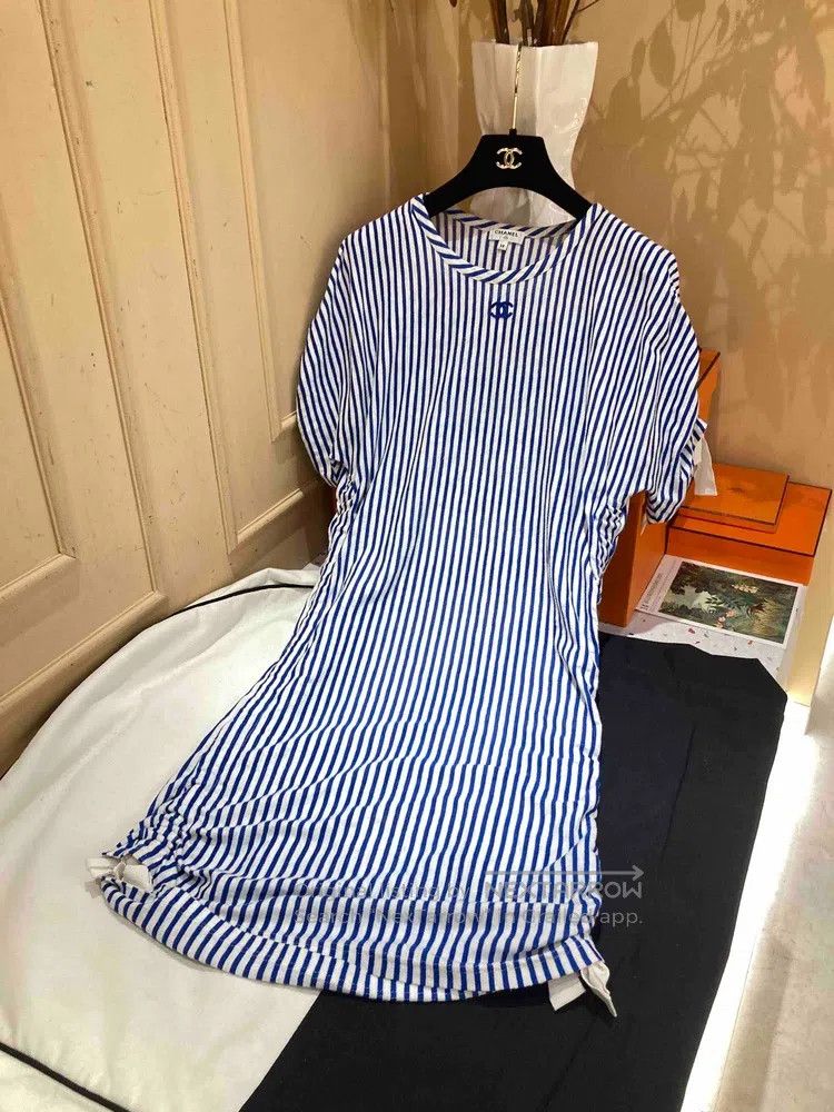 Chanel Chanel Blue and white striped short-sleeved dress Size XS / US 0-2 / IT 36-38 - 1 Thumbnail