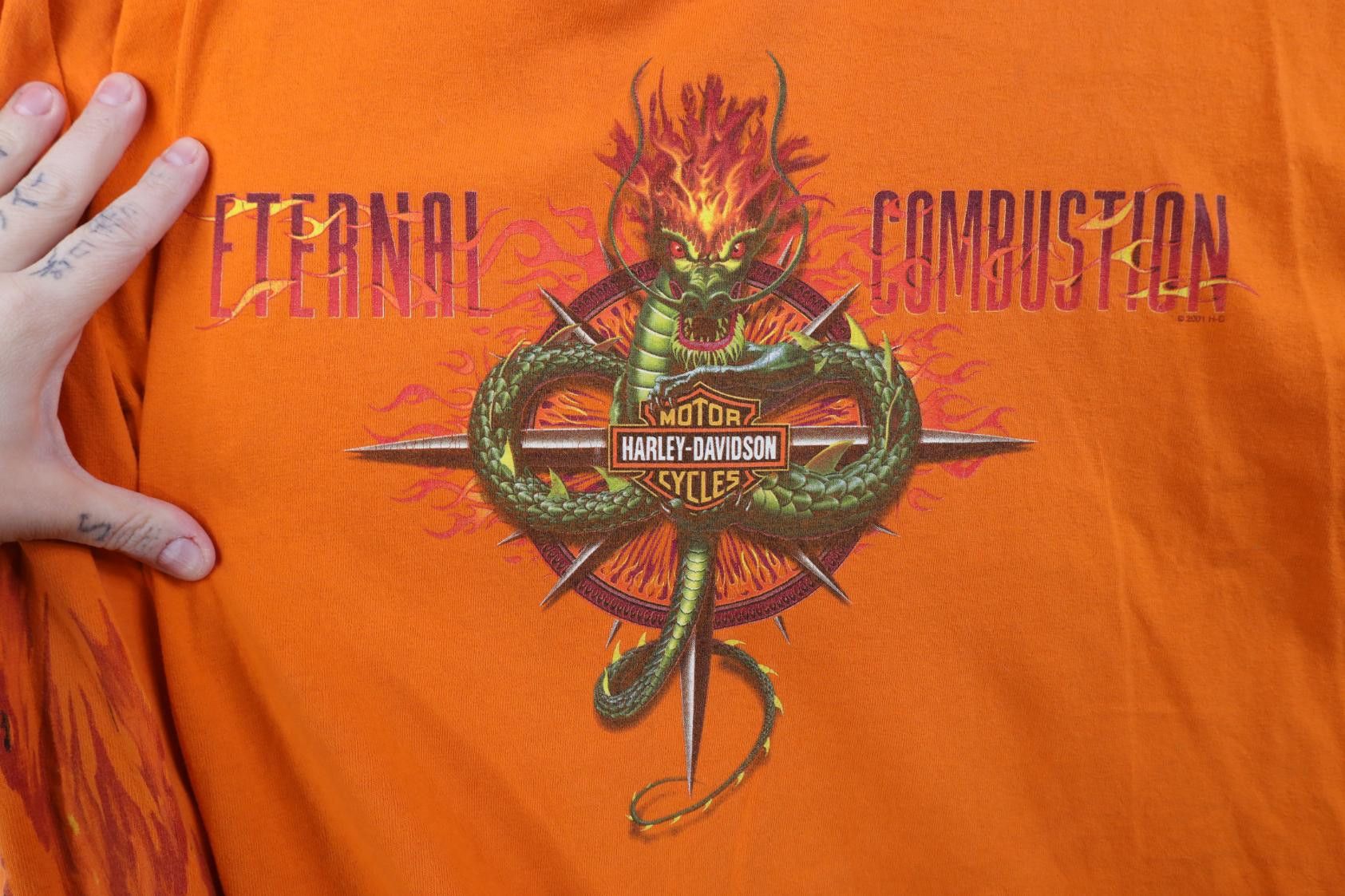 Harley Davidson Vintage Y2K 2001 Harley Davidson Dragon Long Sleeve T-Shirt Size US XXL / EU 58 / 5 - 4 Thumbnail