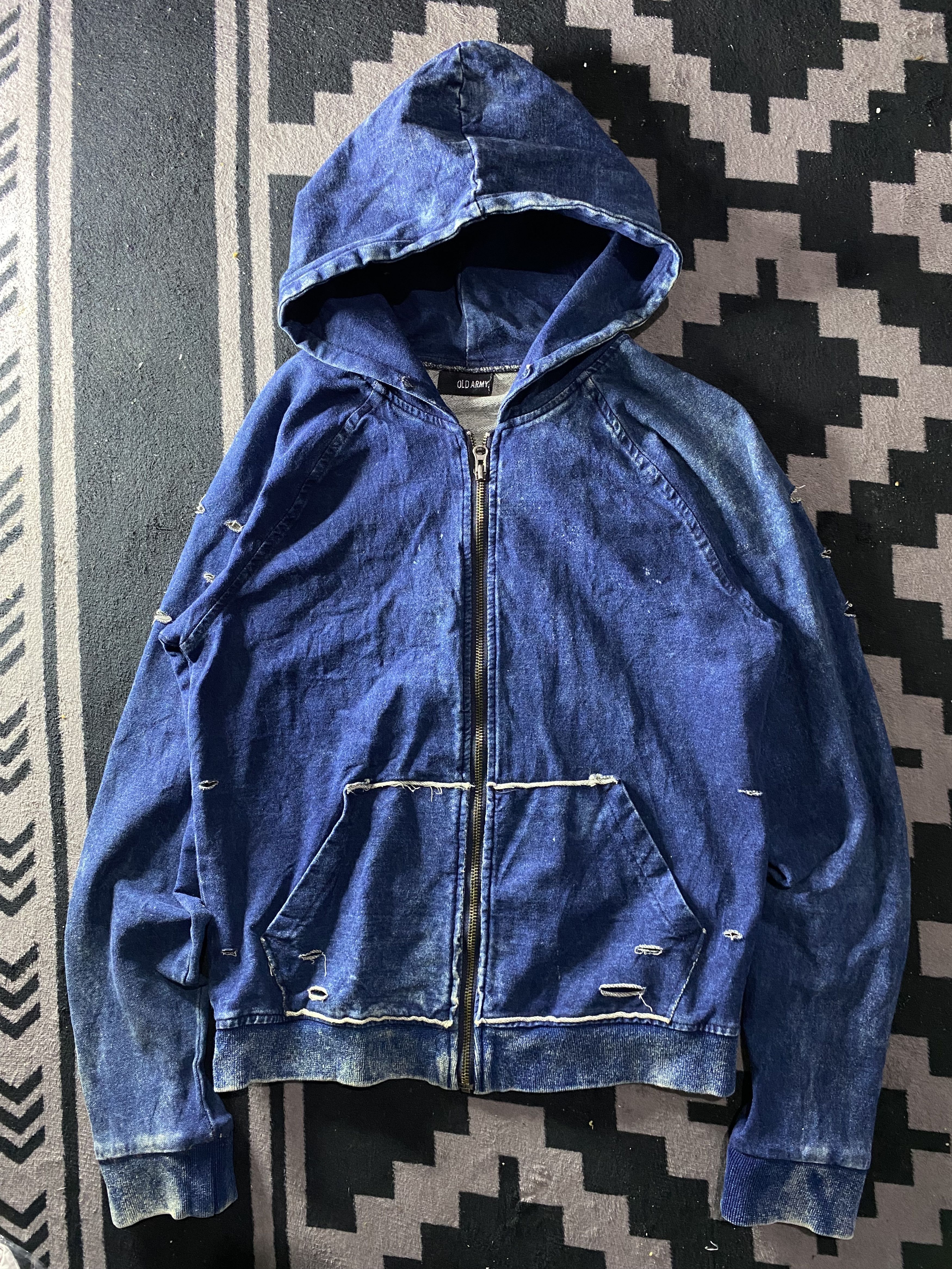 PPFM Vintage old army distressed washed denim zip hoodie Size US M / EU 48-50 / 2 - 1 Thumbnail