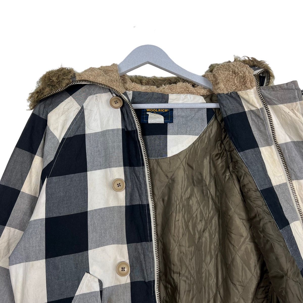 Vintage 🔥 VINTAGE WOOLRICH CHECKER FAUX FUR TRIM BOMBER JACKET Size US M / EU 48-50 / 2 - 11 Thumbnail